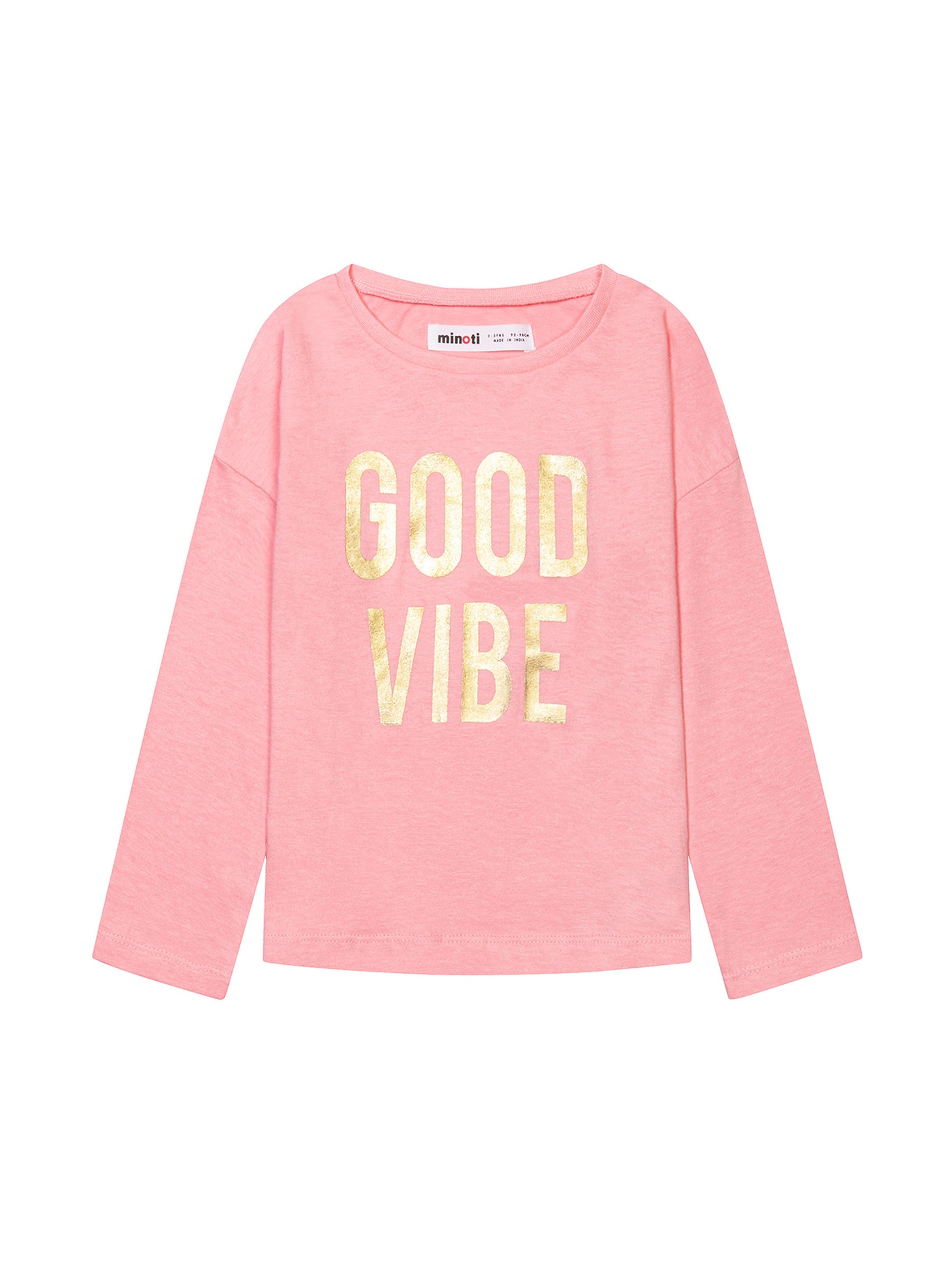 Bluzka niemowlęca bawełniana różowa- Good vibe