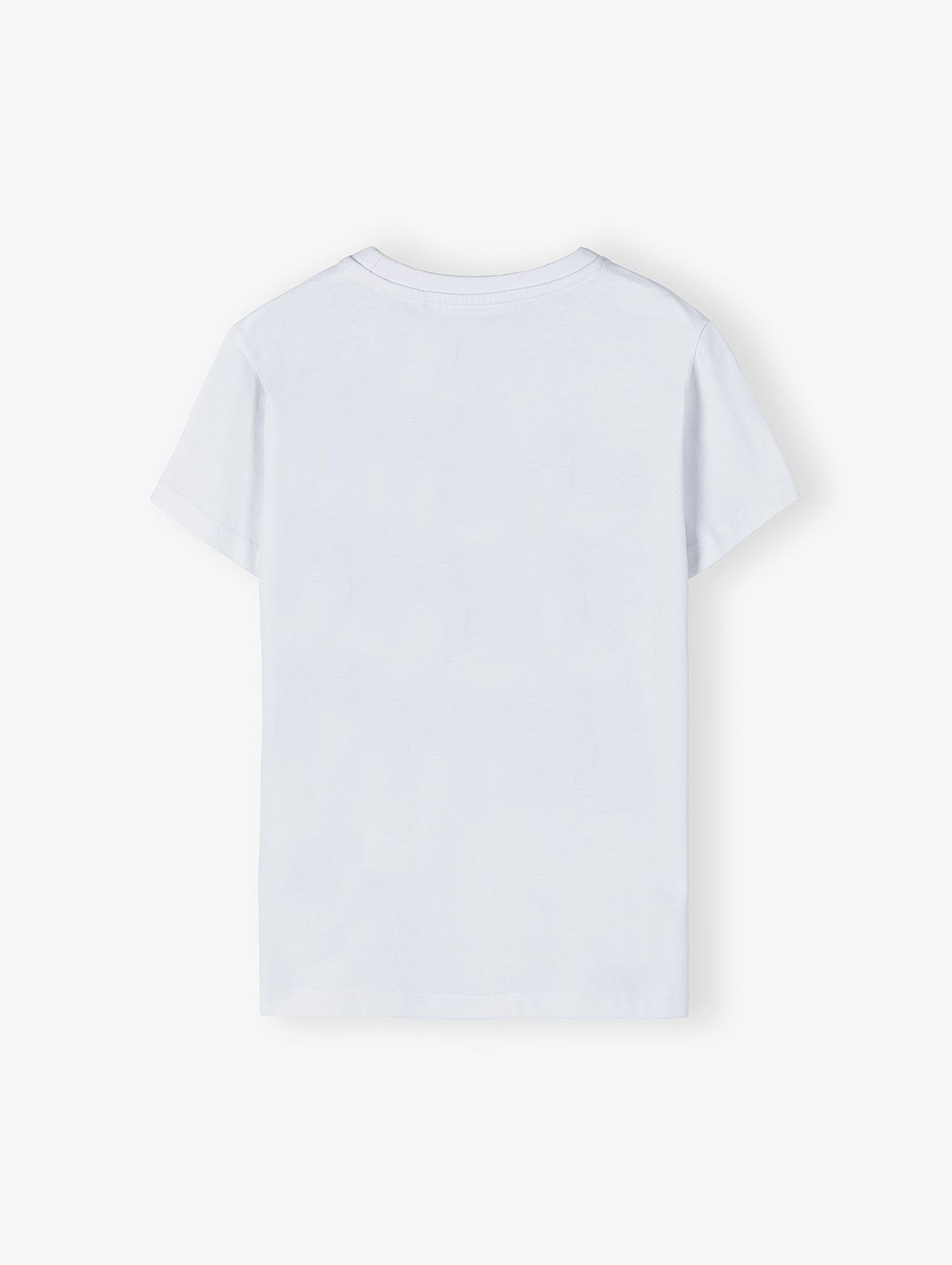 Bawełniany T-shirt dla chłopca - biały z wakacyjnym nadrukiem