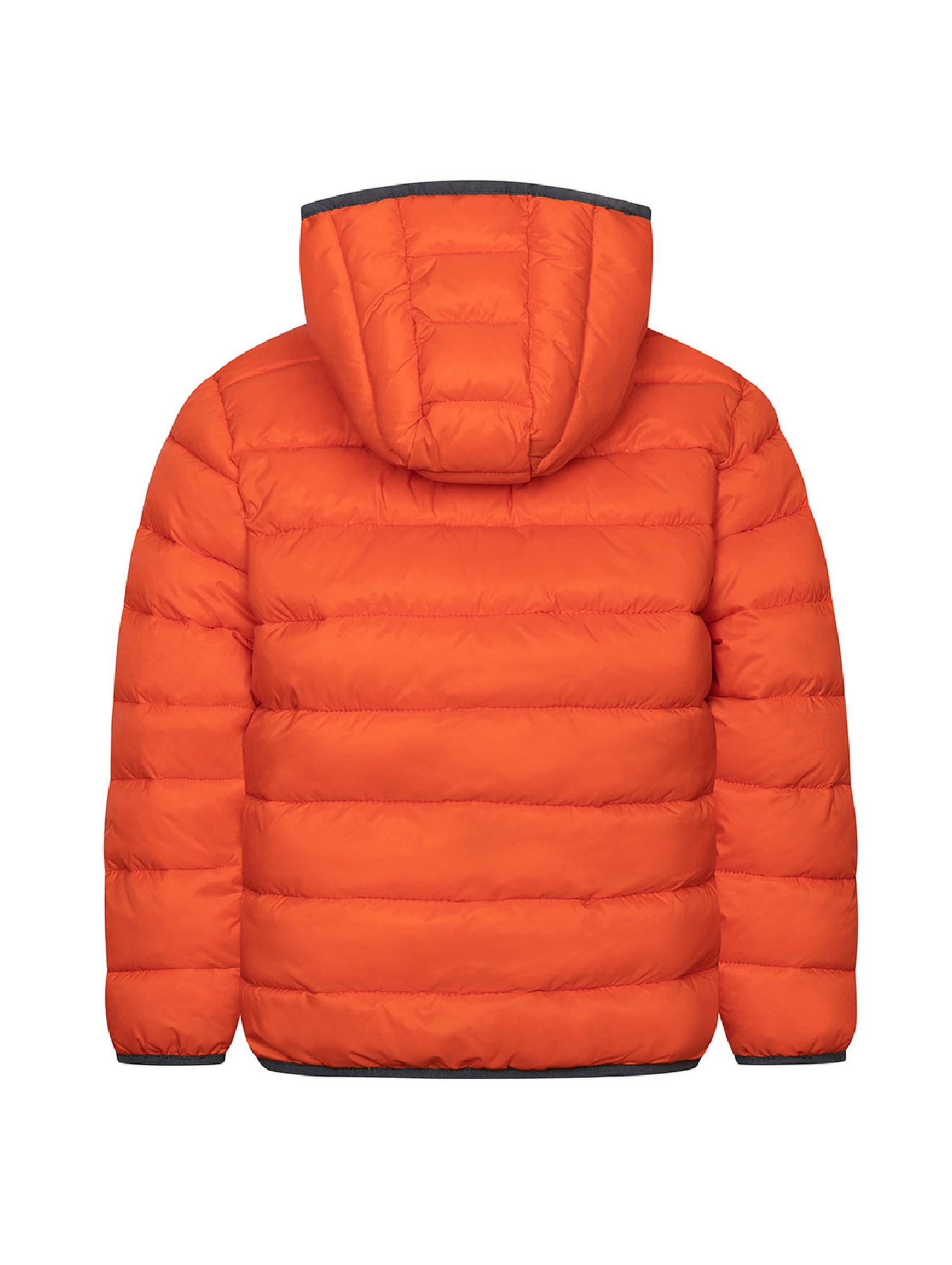 Pikowana lekka kurtka ocieplana z kapturem dla małego chłopca- pomarańczowa