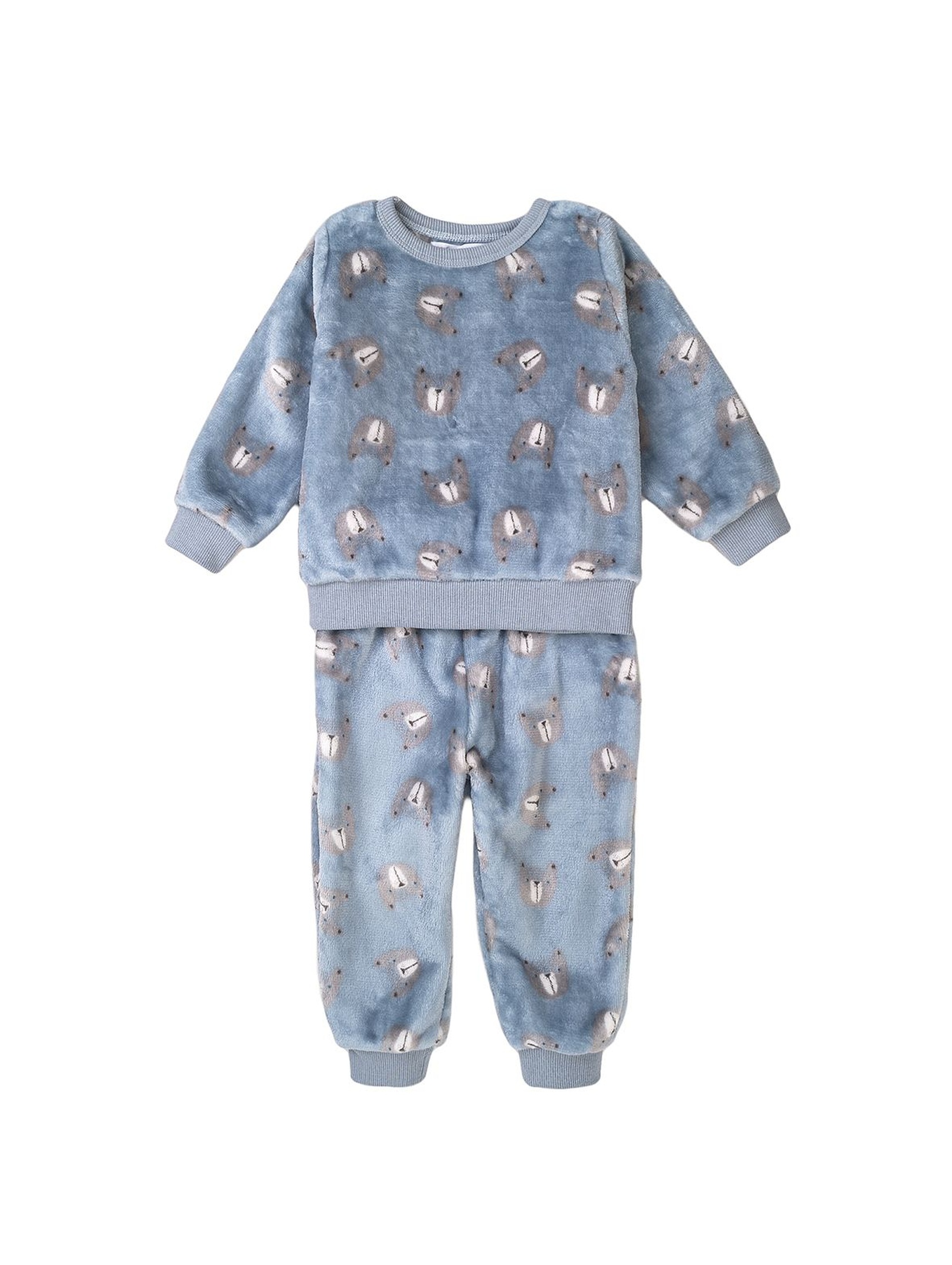 Piżama niemowlęca dwuczęściowa niebieska w misie