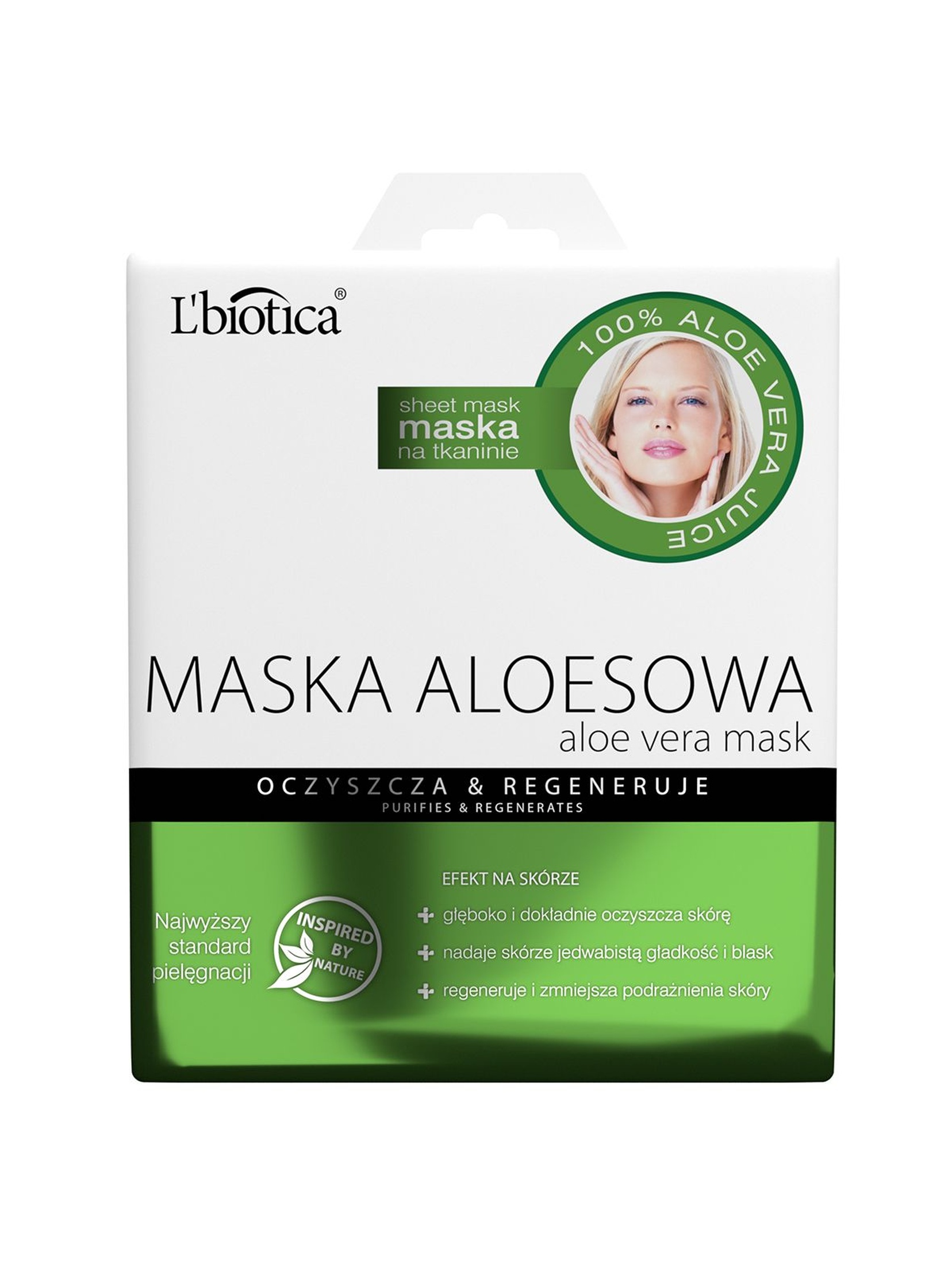 L'biotica Maska aloesowa na tkaninie - oczyszcza i regeneruje 23 ml