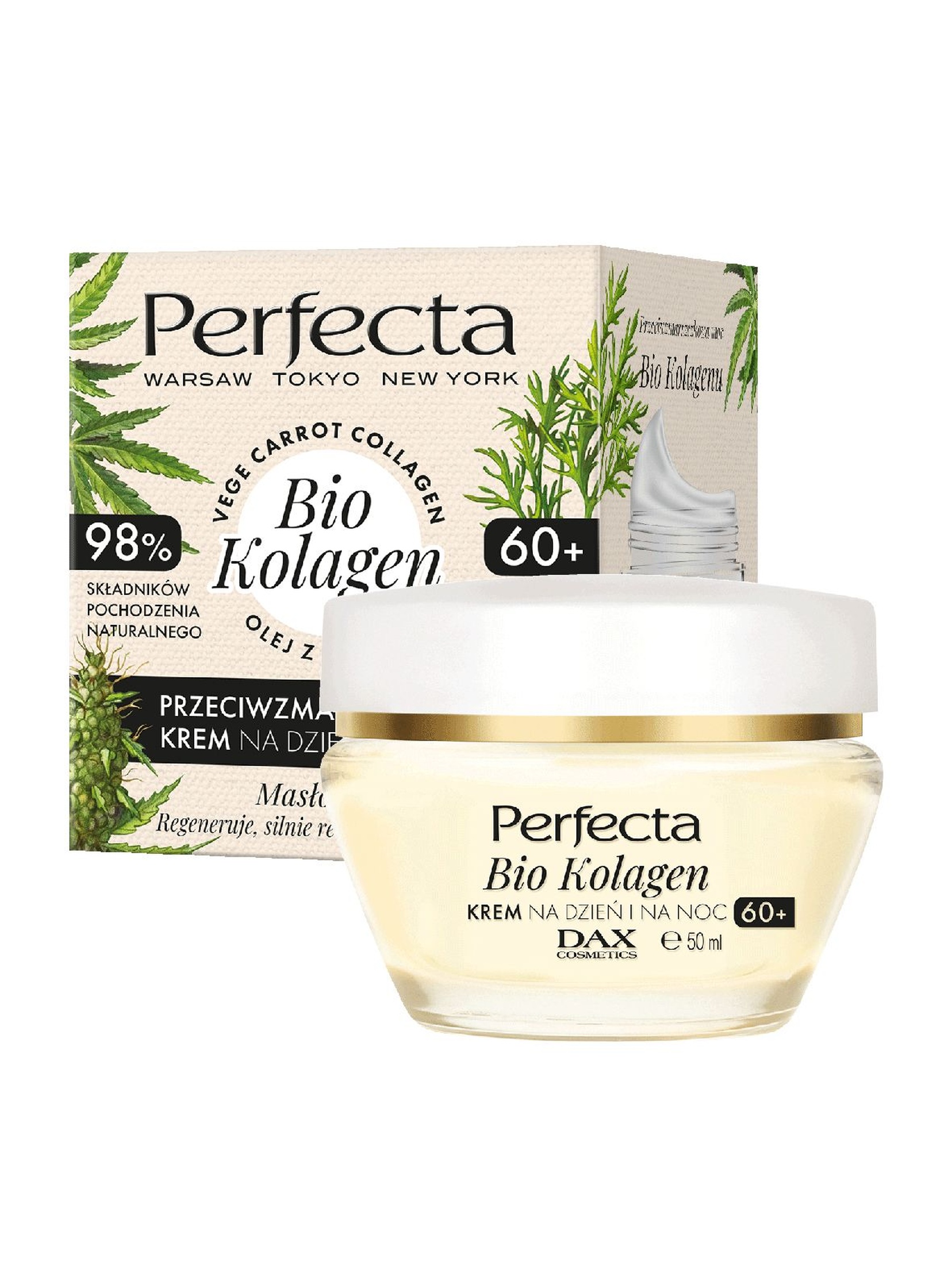 Perfecta Bio Kolagen, przeciwzmarszczkowy krem do twarzy na dzień i na noc 60+, 50 ml