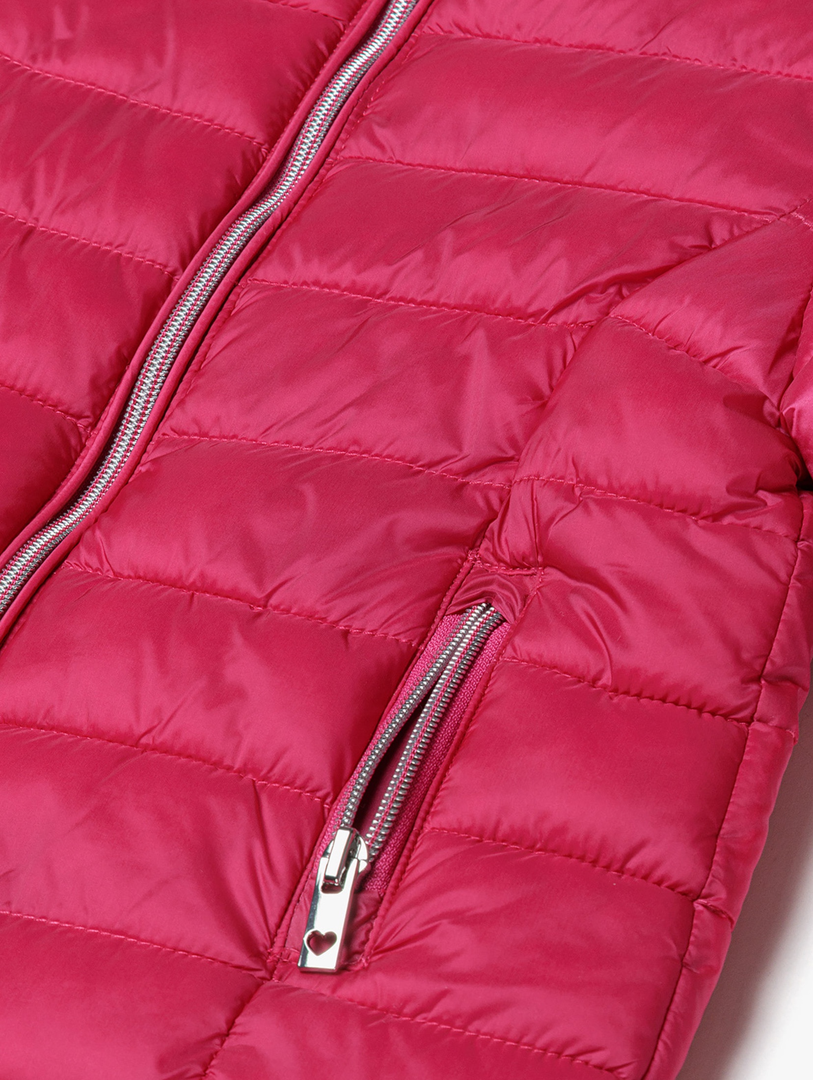 Różowa kurtka przejściowa pikowana ze stójką dziewczęca