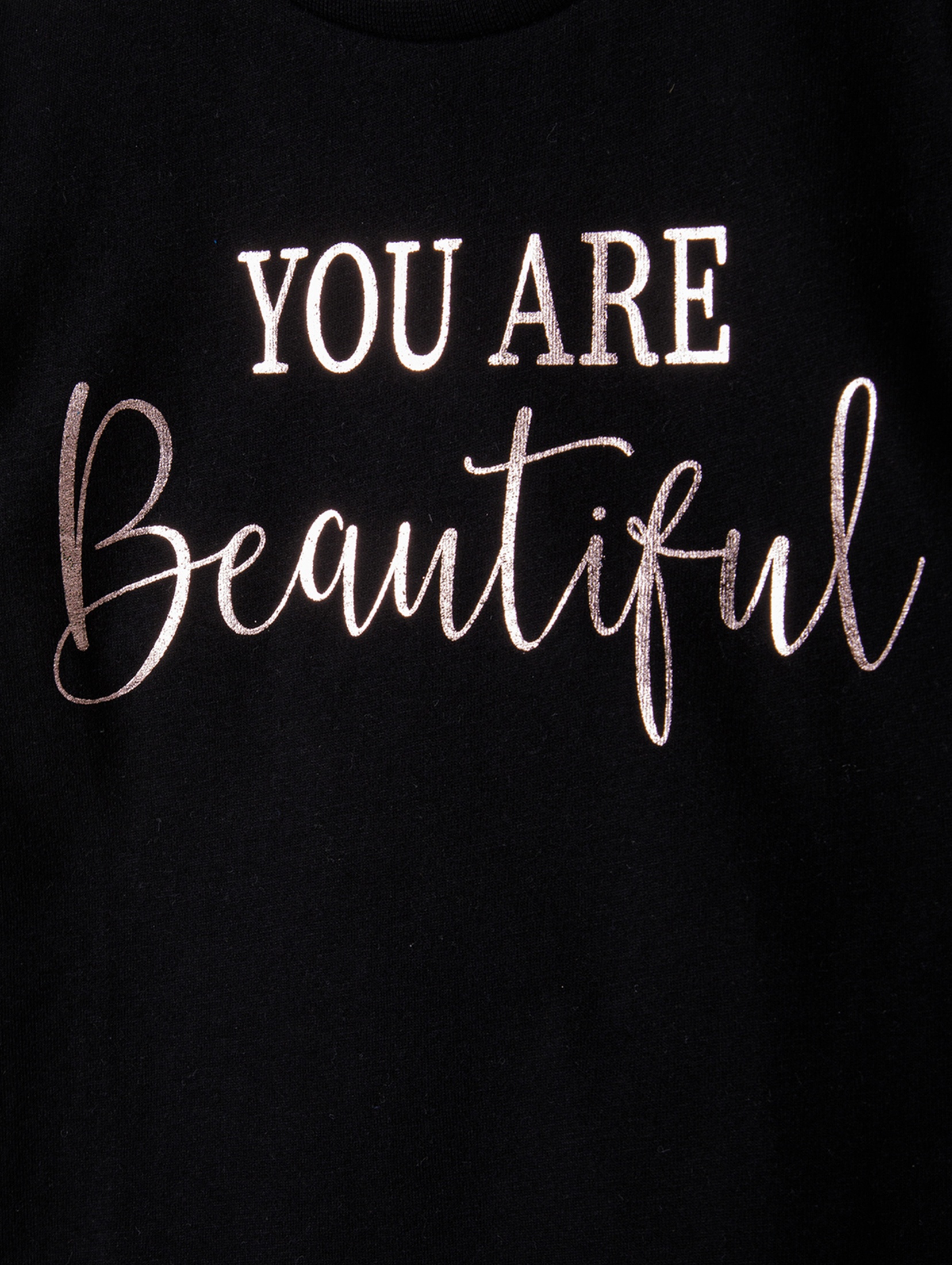 Bawełniana bluzka dziewczęca czarna- You are beautiful
