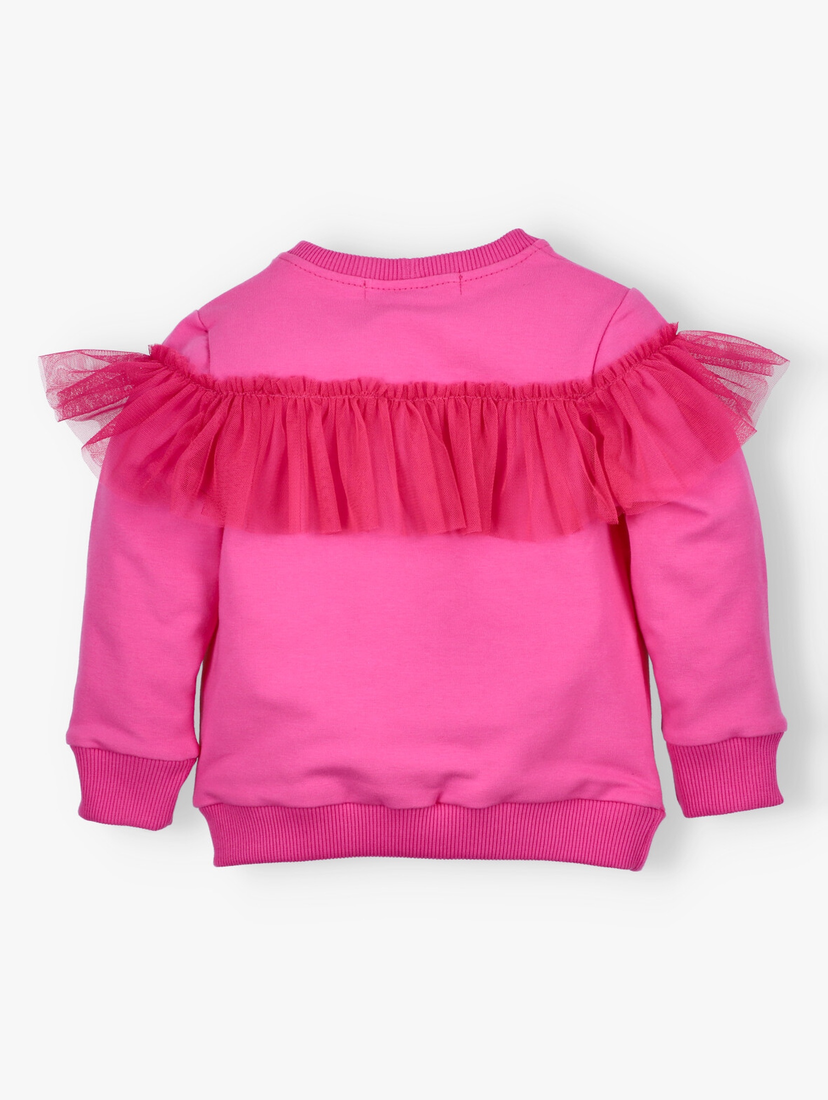 Różowa bluza dla dziewczynki z tiulową falbanką
