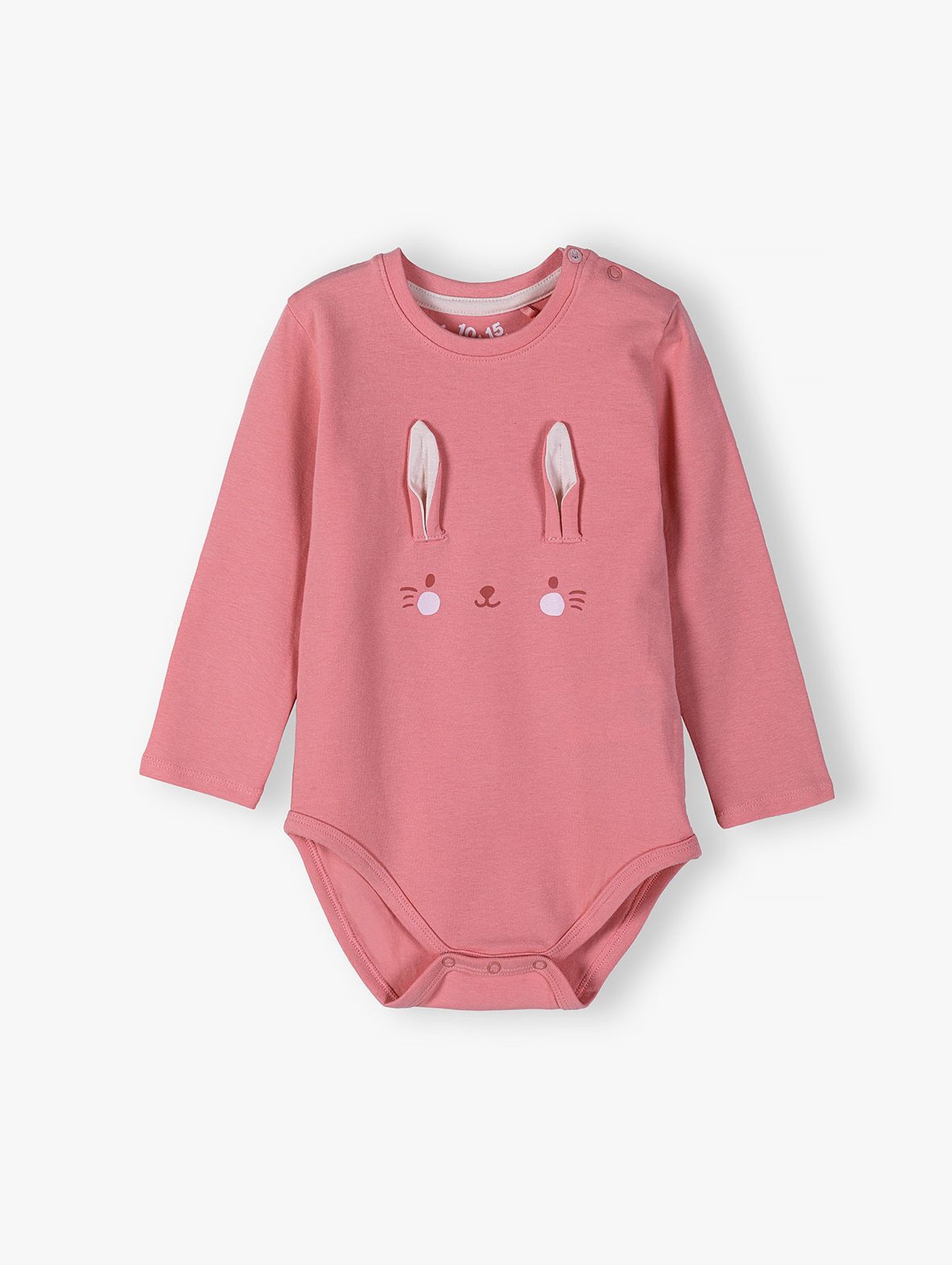Body niemowlęce z długim rękawem - różowe z królikiem