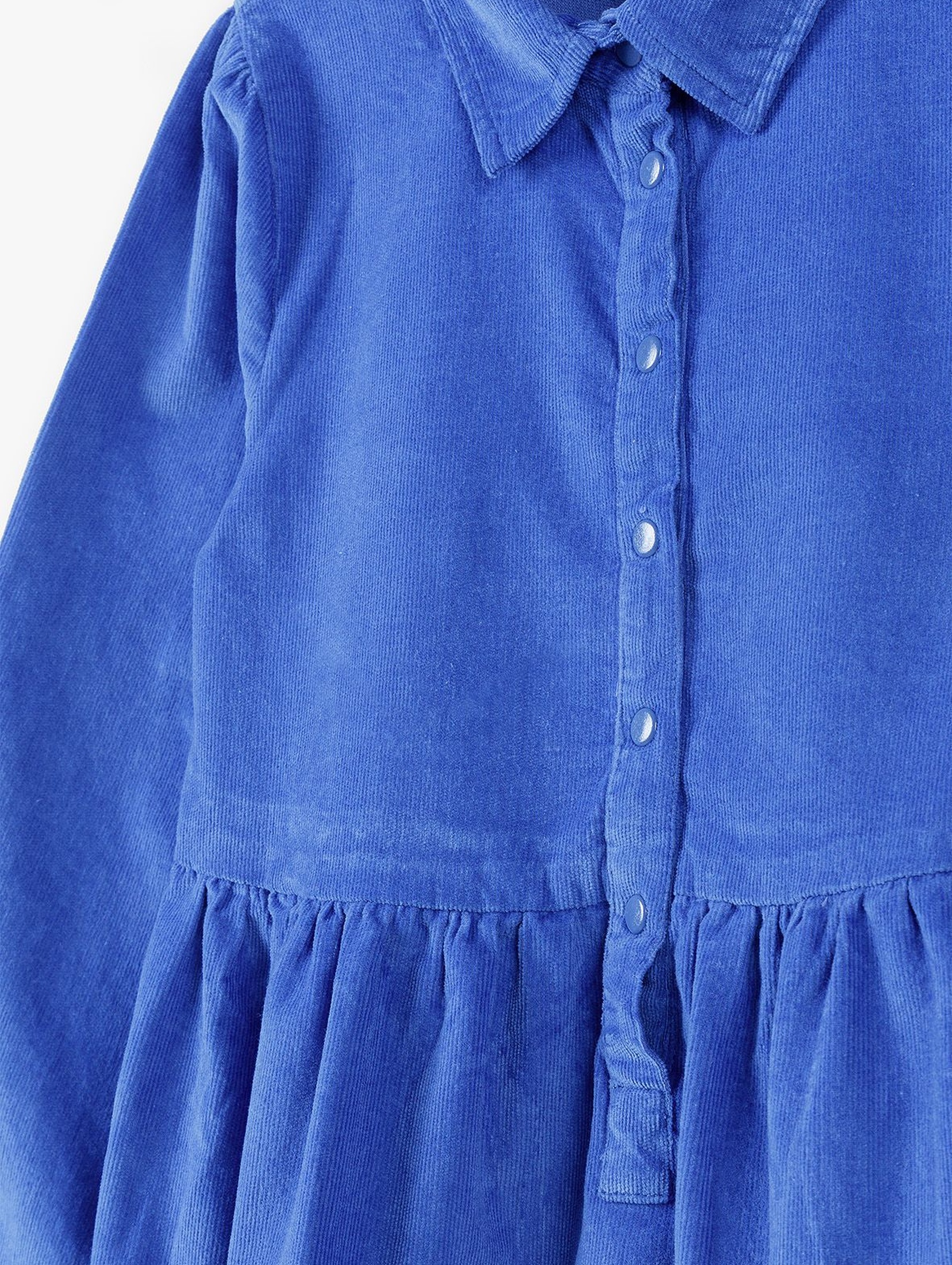 Niebieska sukienka w drobne prążki - długi rękaw