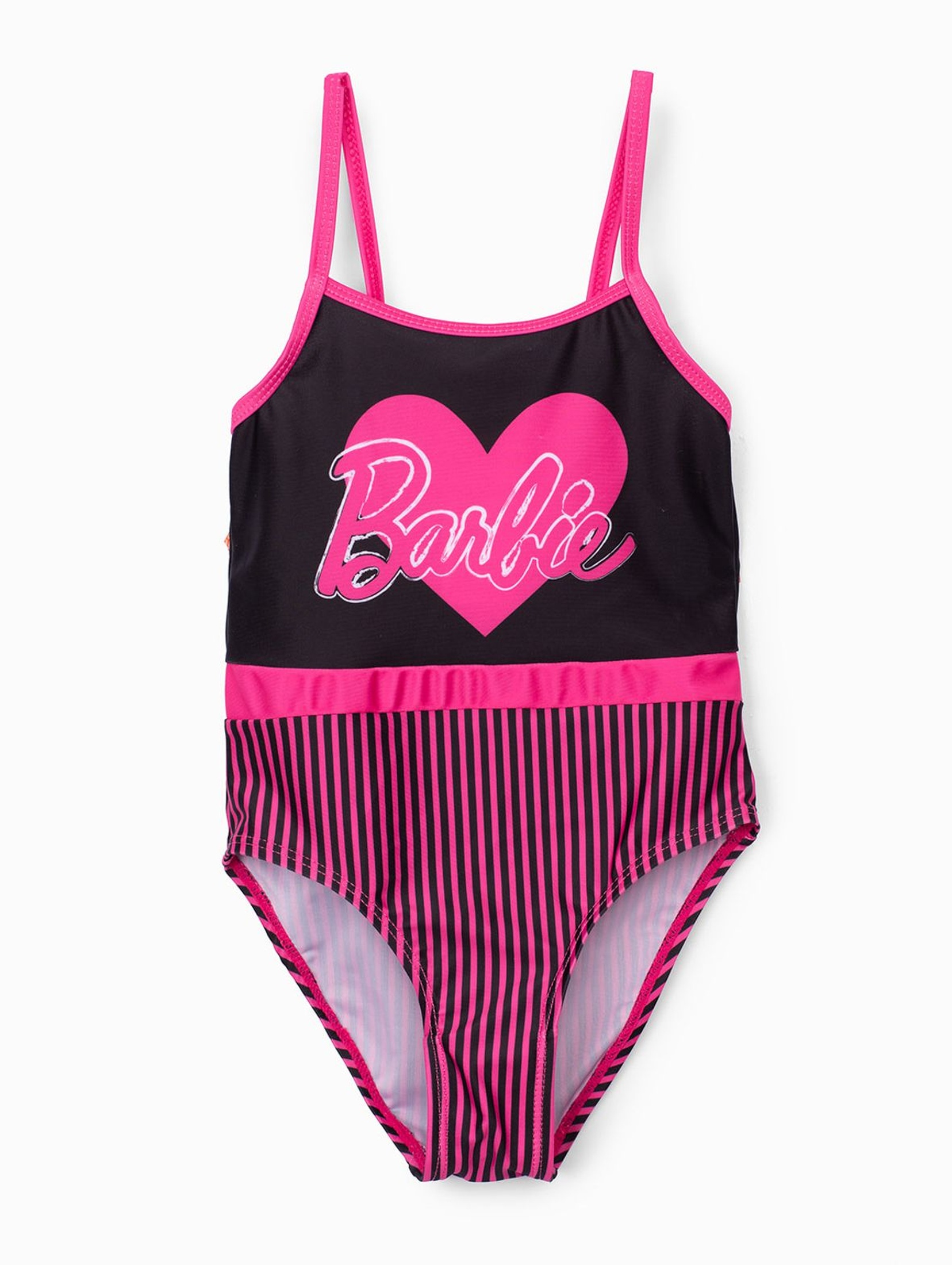 Strój kąpielowy dziewczęcy Barbie - czarno - różowy