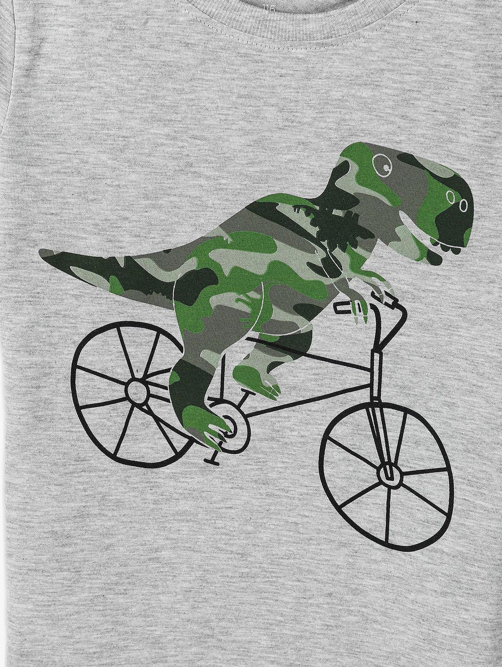 T-shirt chłopięcy w kolorze szarym z nadrukiem Dino