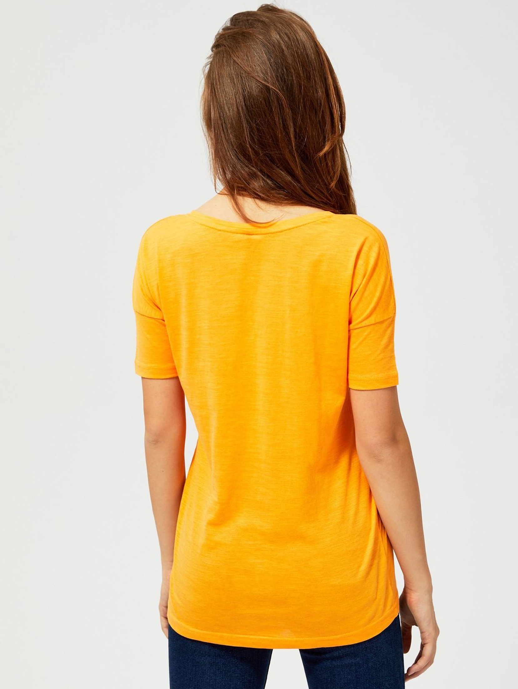 Gładka koszulka damska bawełniana pomarańczowa