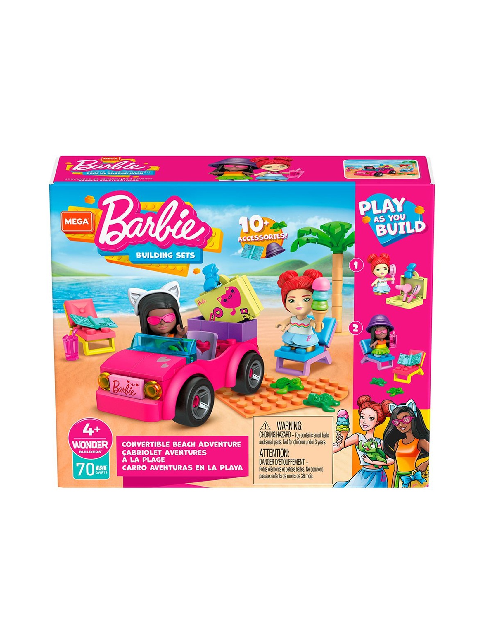 Mega Construx Barbie Plażowanie w Malibu Zestaw klocków + 2 figurki70el wiek 4+