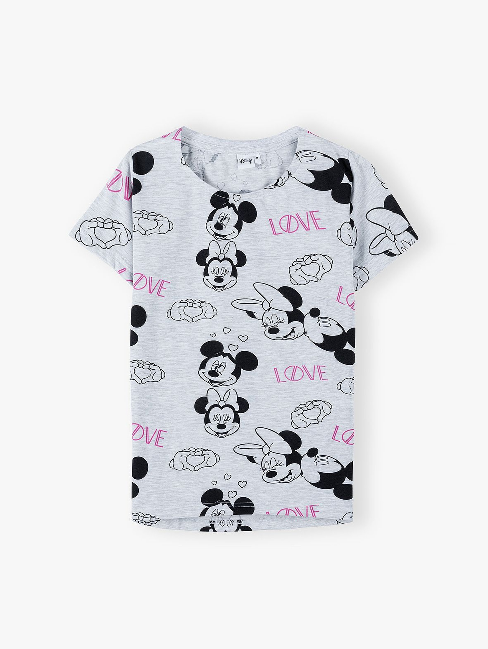 T-shirt damski do spania Mickey - szary