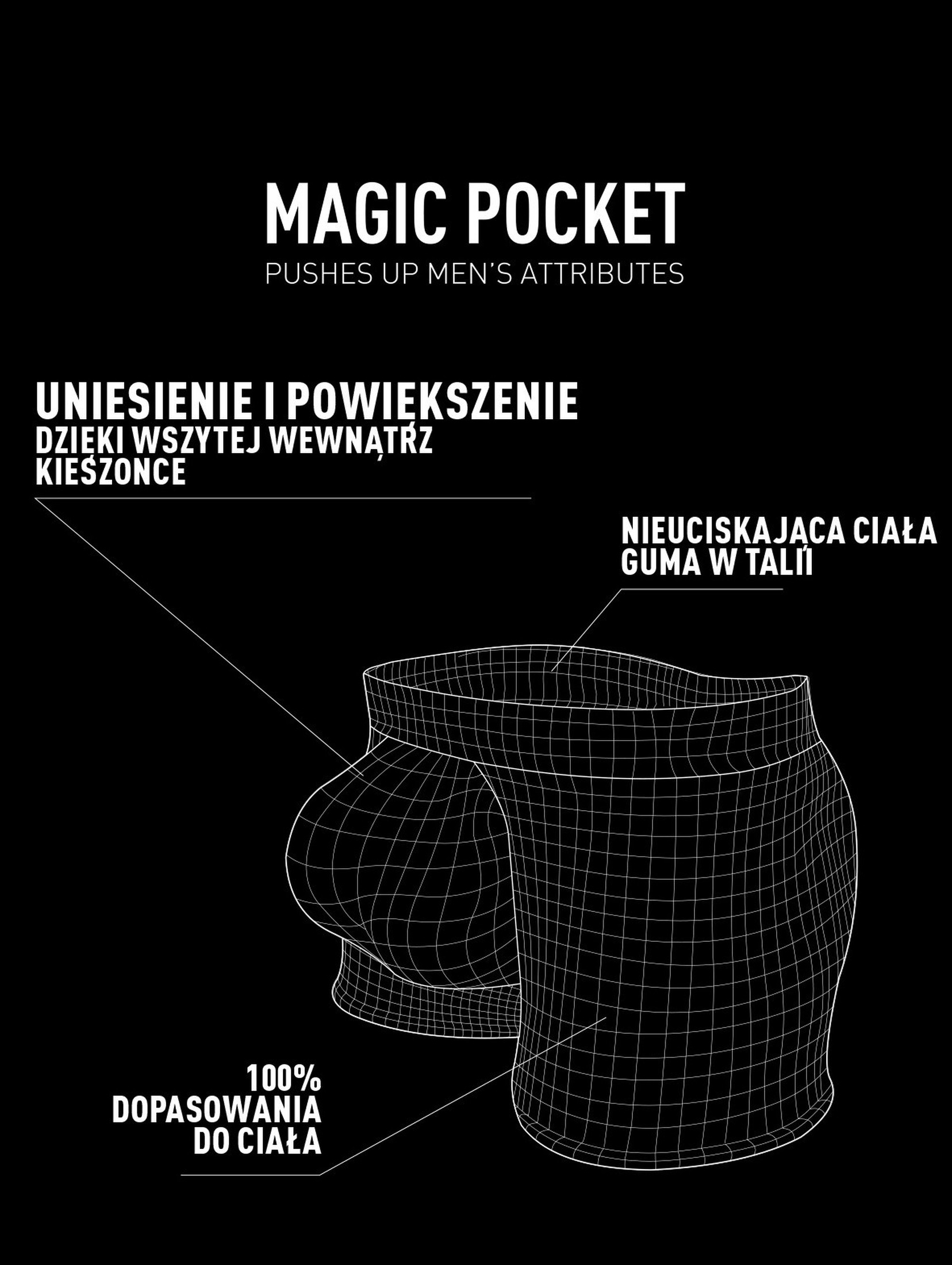 Bokserki męskie magic pocket- czarny