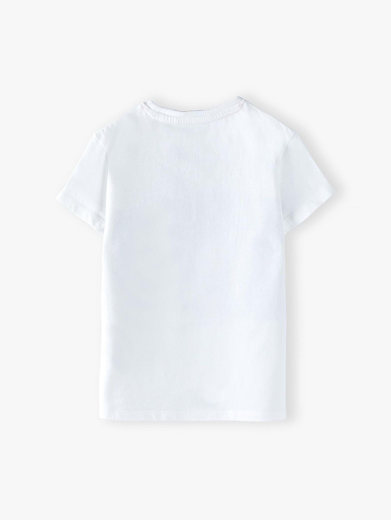 Bawełniany biały t-shirt dziewczęcy z nadrukiem