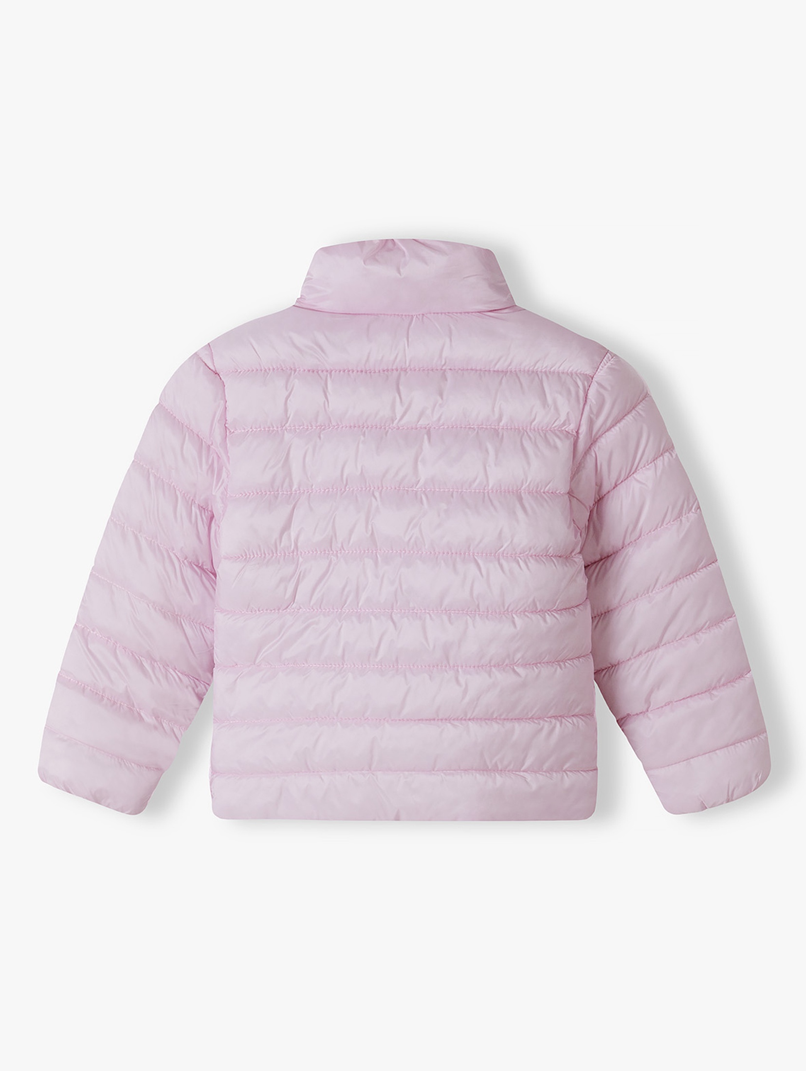 Różowa kurtka przejściowa pikowana ze stójką niemowlęca