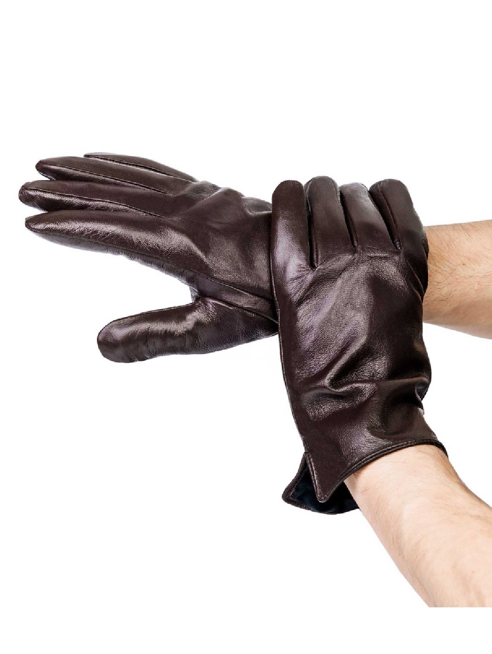 Ocieplane rękawiczki męskie ze skóry naturalnej bydlęcej - Rovicky