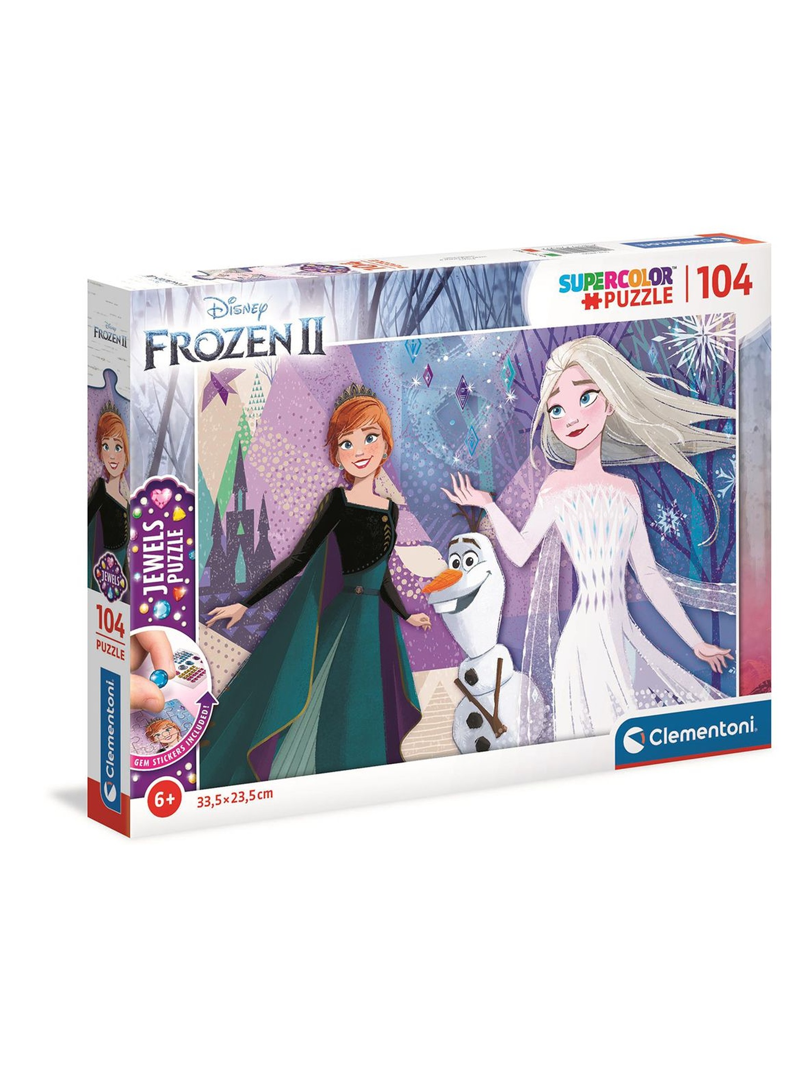 Puzzle z ozdobnymi naklejkami Frozen II 104 el - wiek 6+