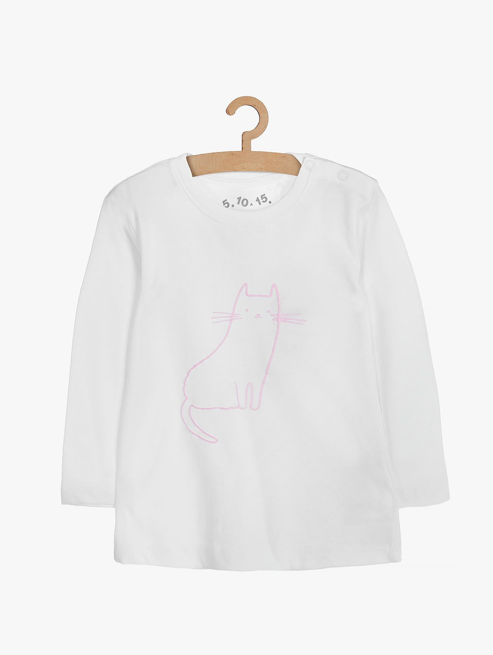 Biała bawełniana bluzka z różowym kotkiem