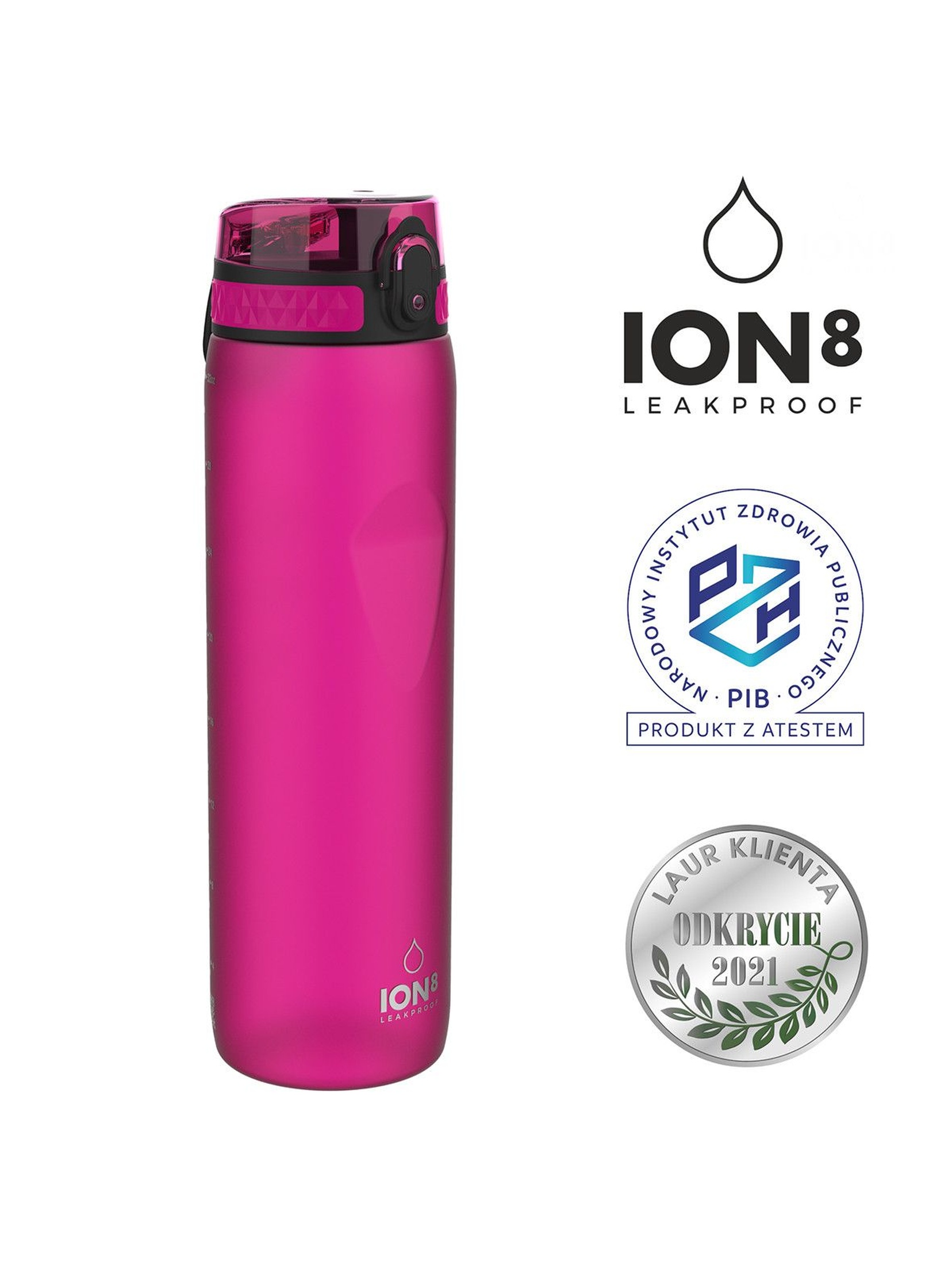 Oryginalna butelka na wodę ION8 różowa 1l