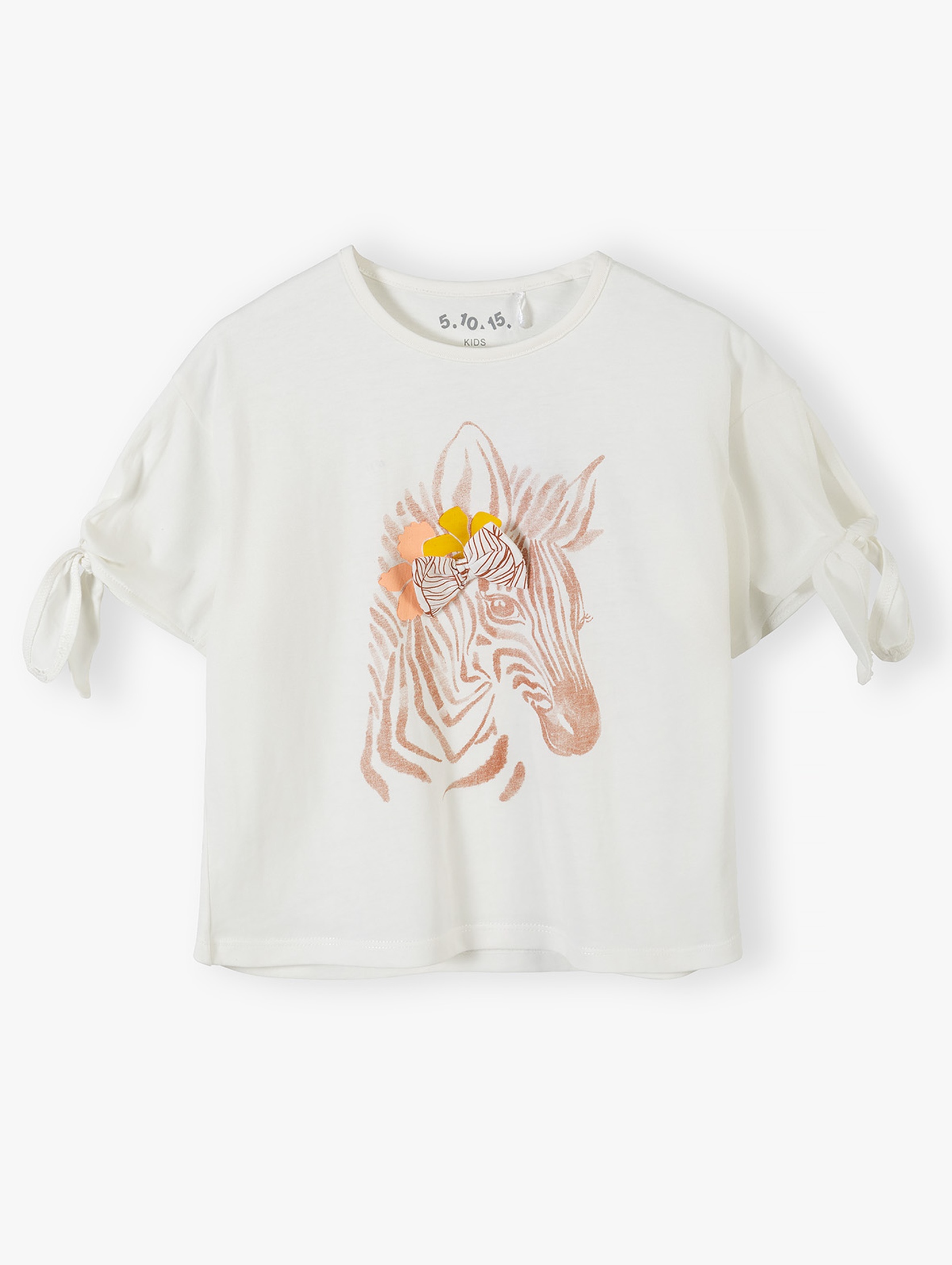 T-shirt dla dziewczynki dzianinowy z zebrą