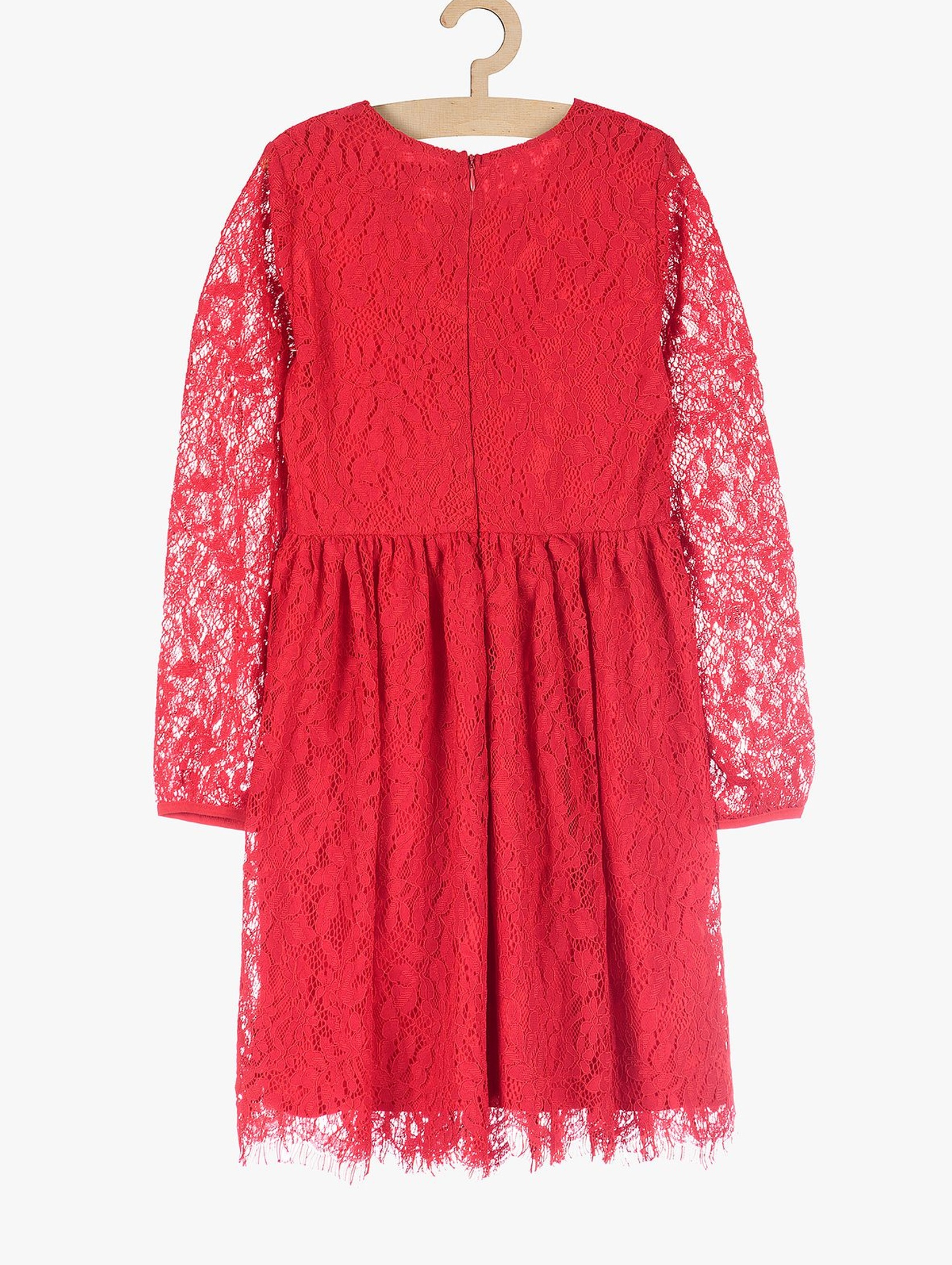 Koronkowa elegancka sukienka dla dziewczynki- czerwona