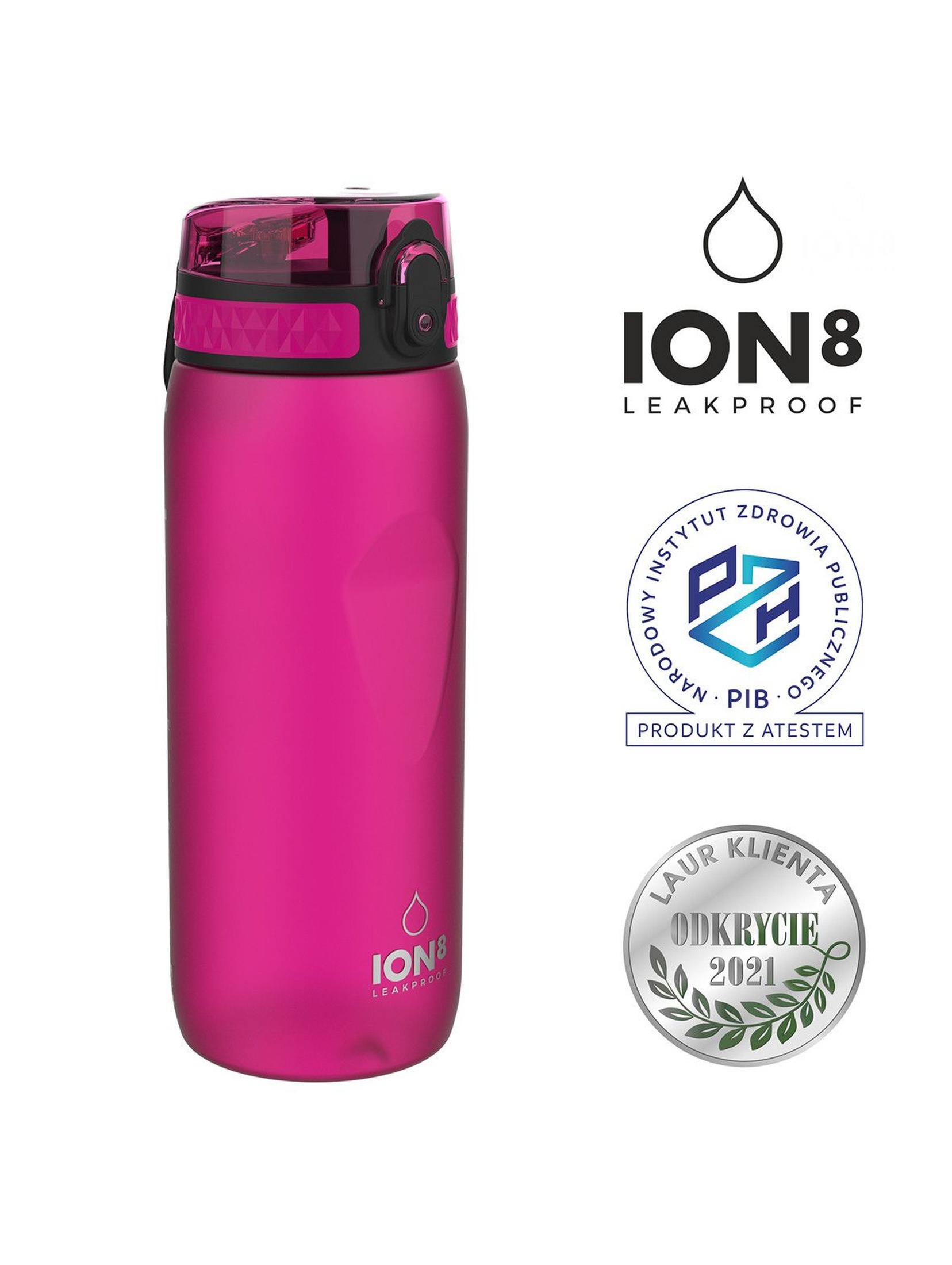 Oryginalna butelka na wodę ION8 różowa 0,75l