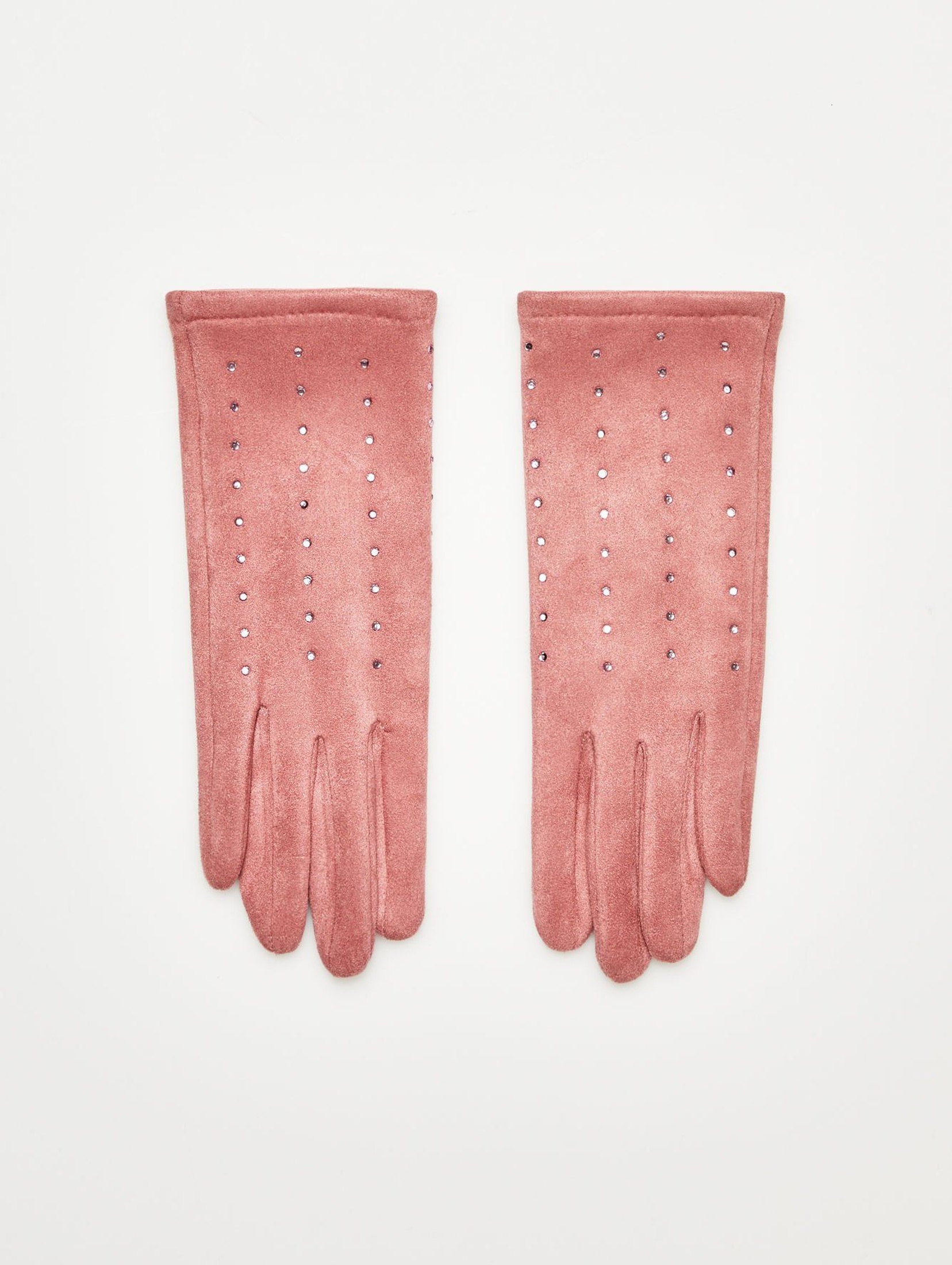 Rękawiczki z aplikacjami - różowe
