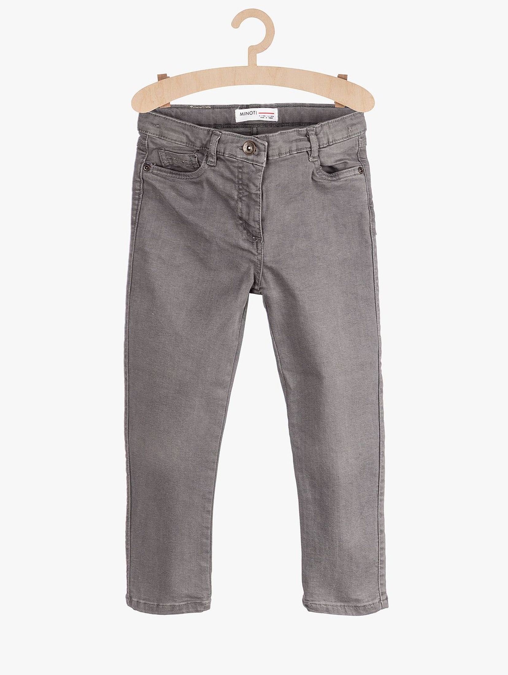 Jeansowe spodnie dla dziewczynki- szare z kieszeniami