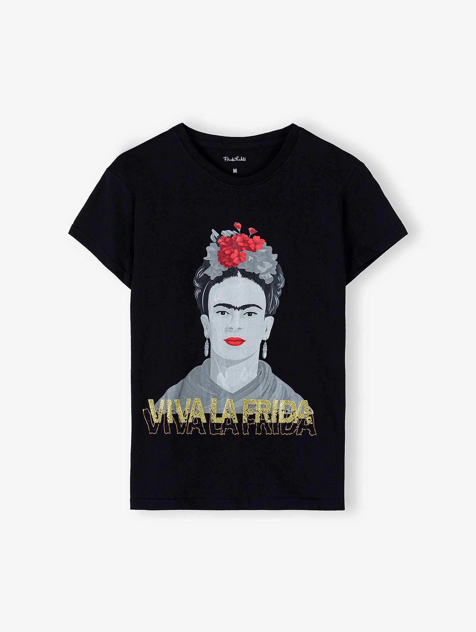 Bawełniany t-shirt damski Frida - czarny