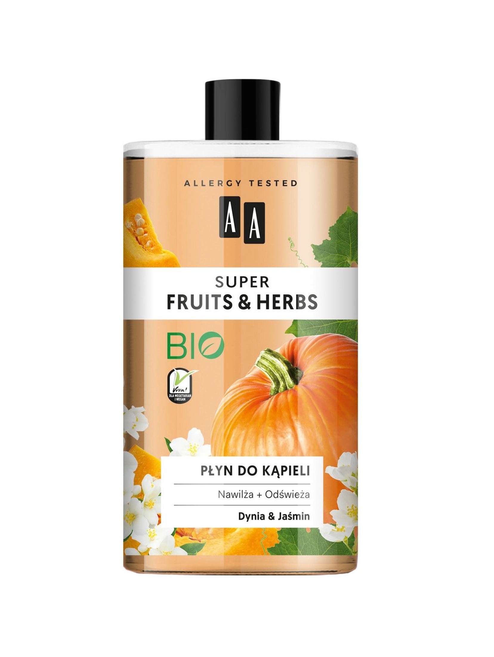 AA Super Fruits&Herbs płyn do kąpieli dynia&jaśmin 750 ml
