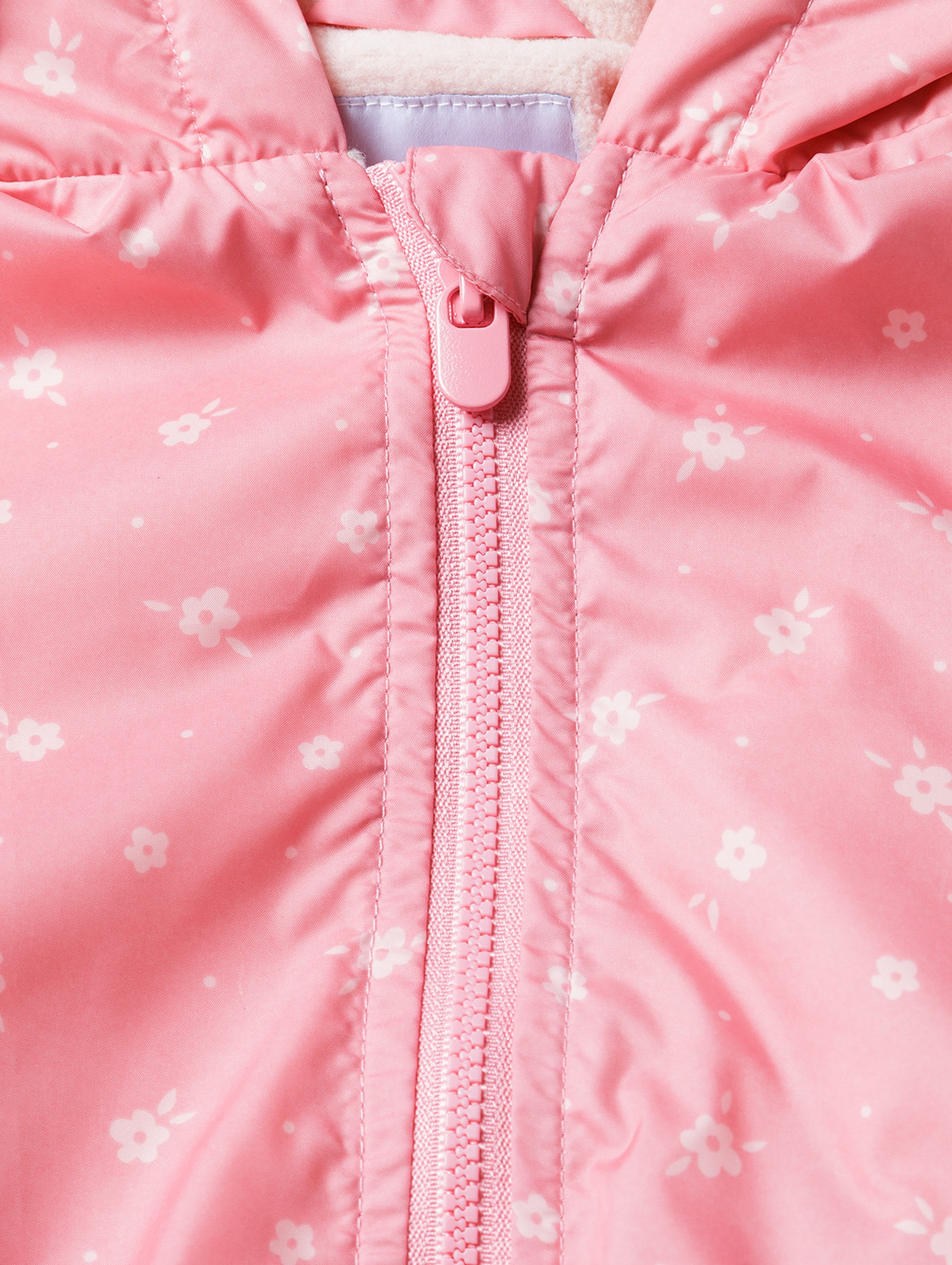 Kurtka przejściowa niemowlęca - różowa z kapturem