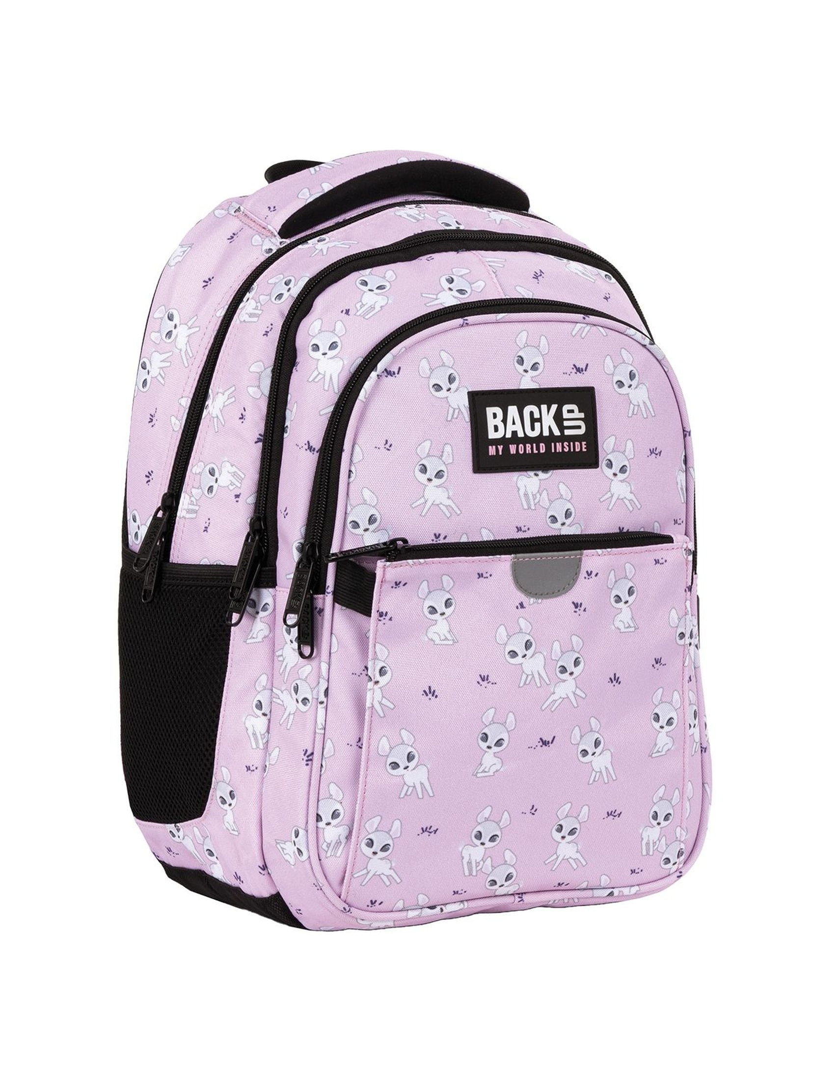 Plecak BackUp dziewczęcy z sarenkami różowy