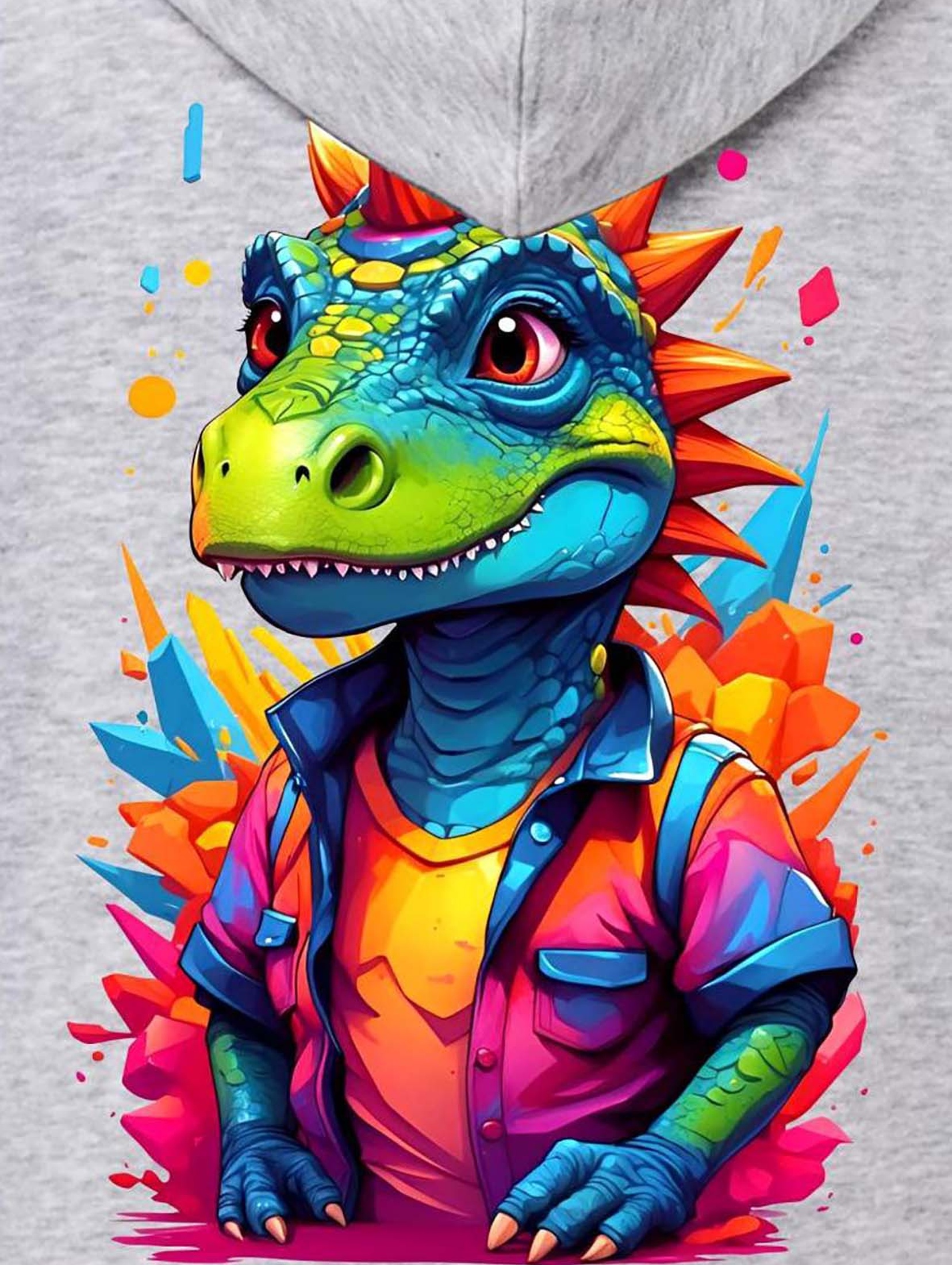 Rozpinana bluza z kapturem dla chłopca Dinozaur szara