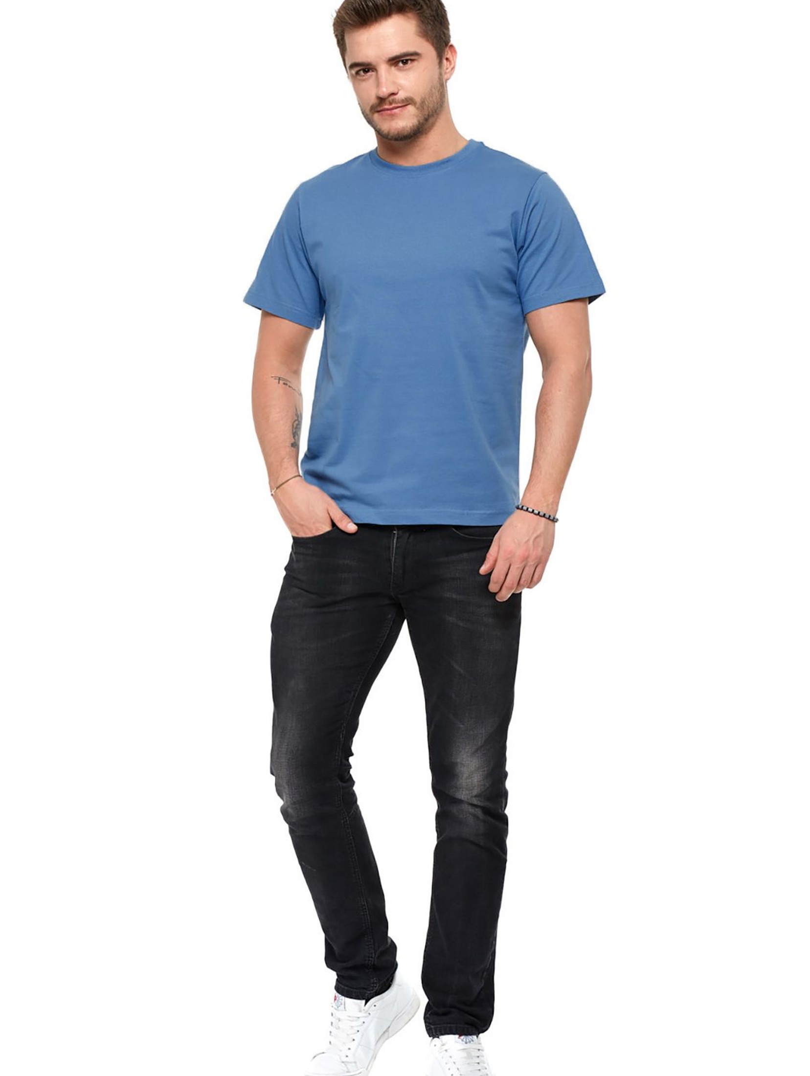 T-shirt męski bawełniany niebieski