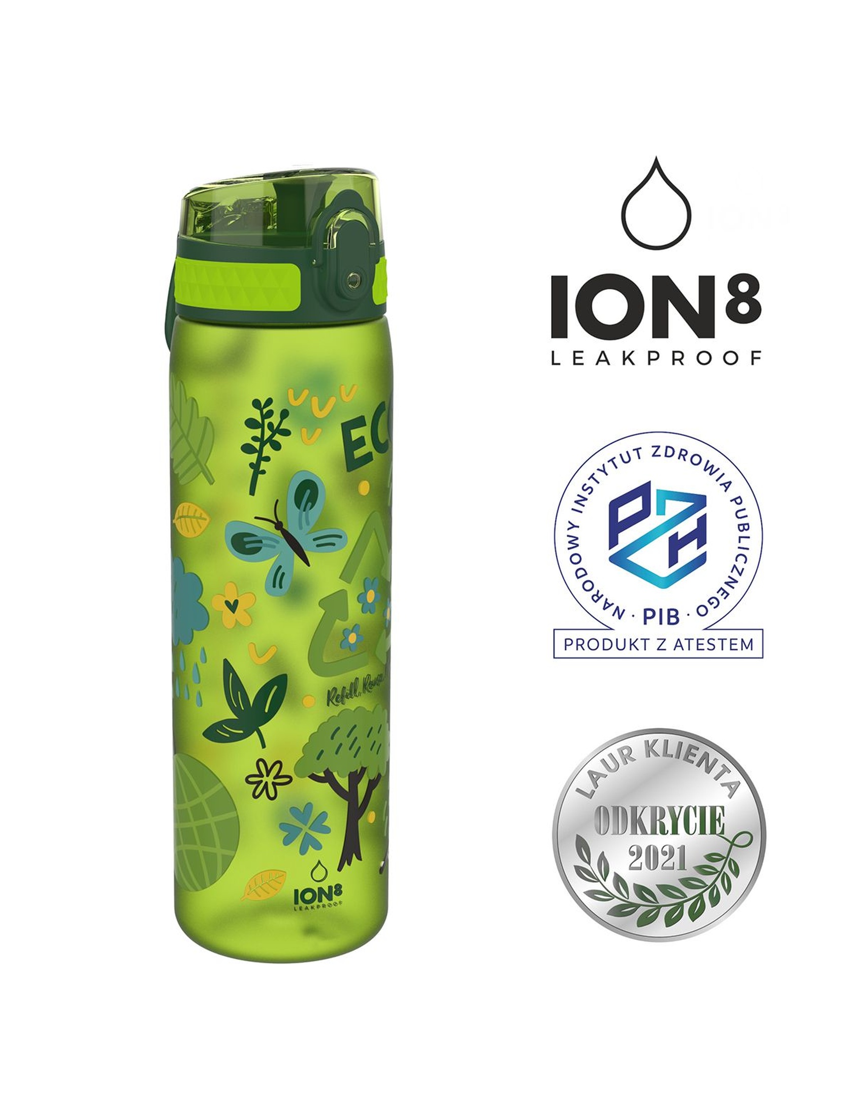 Oryginalna butelka na wodę ION8 zielona ECO 0,5l