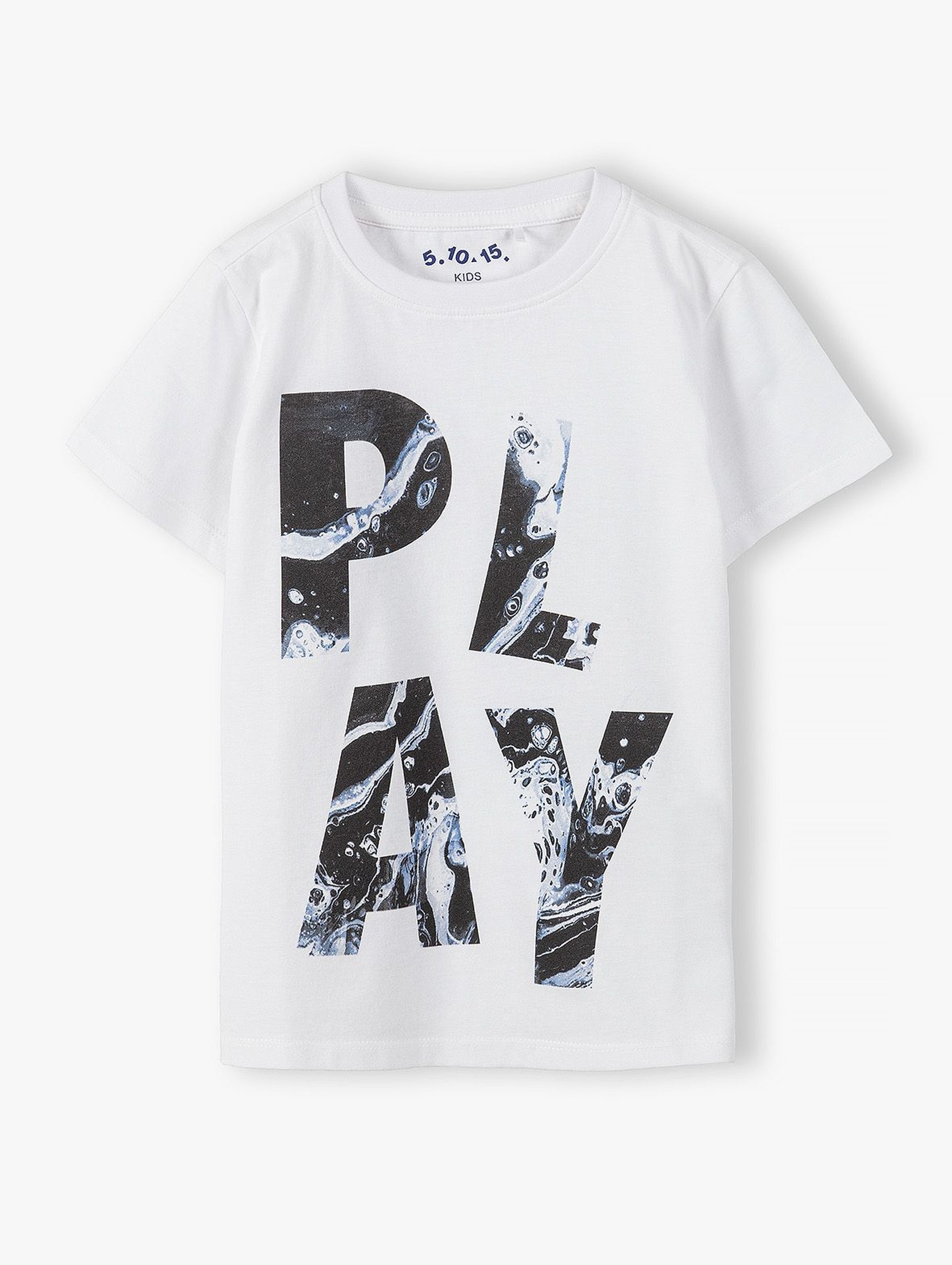 Bawełniany t-shirt chłopięcy w kolorze białym z napisem-Play