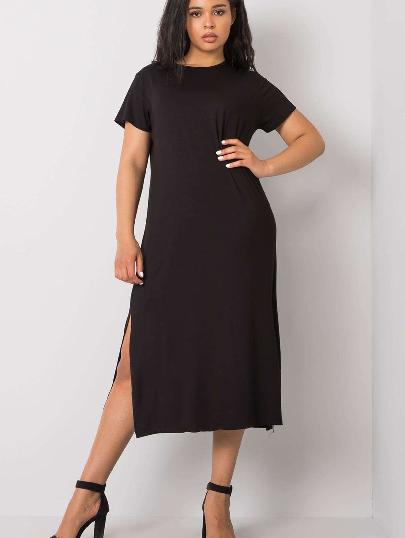 BASIC Sukienka z rozporkiem - czarna