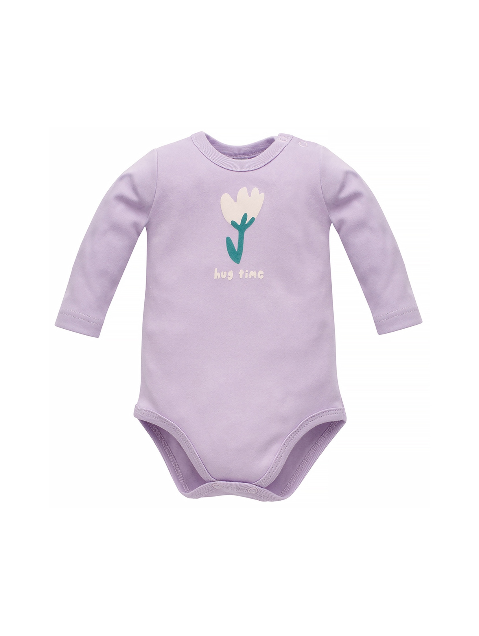 Body niemowlęce z długim rękawem z kwiatem fioletowe