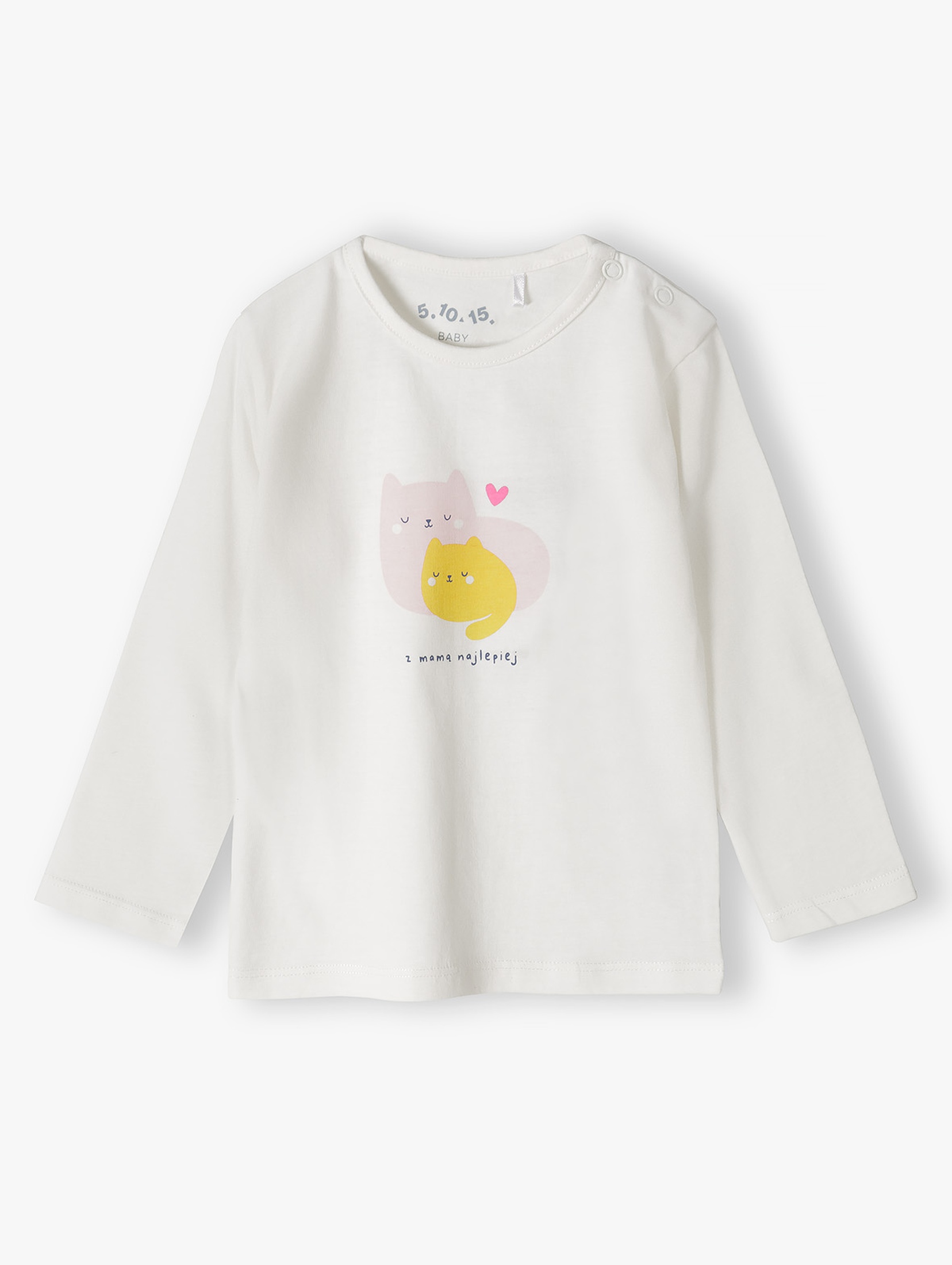 Bawełniana bluzka niemowlęca z długim rękawem z napisem - Z Mamą najlepiej