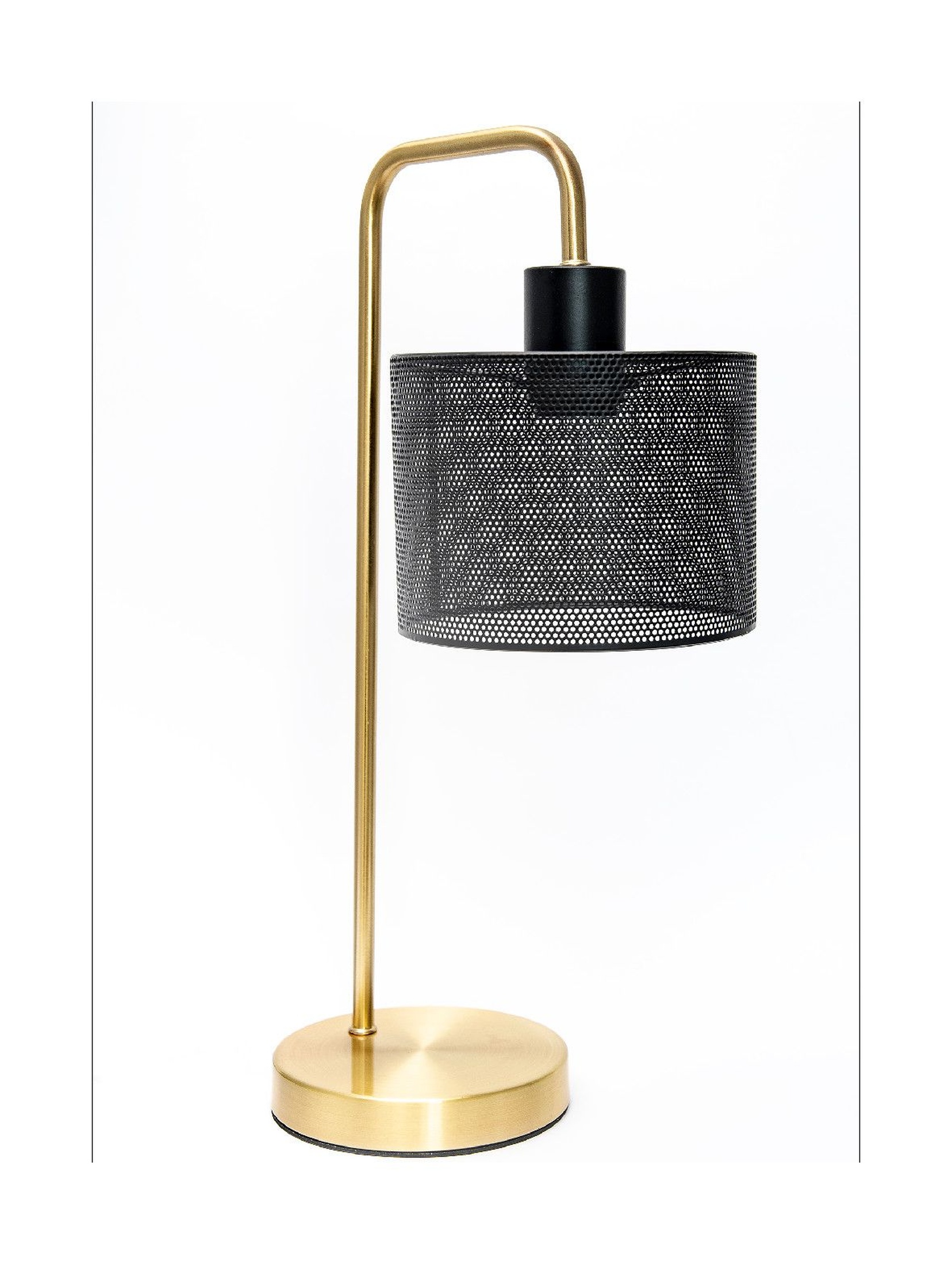 Lampa stołowa metalowa w kolorze mosiądzu, wys 48 cm