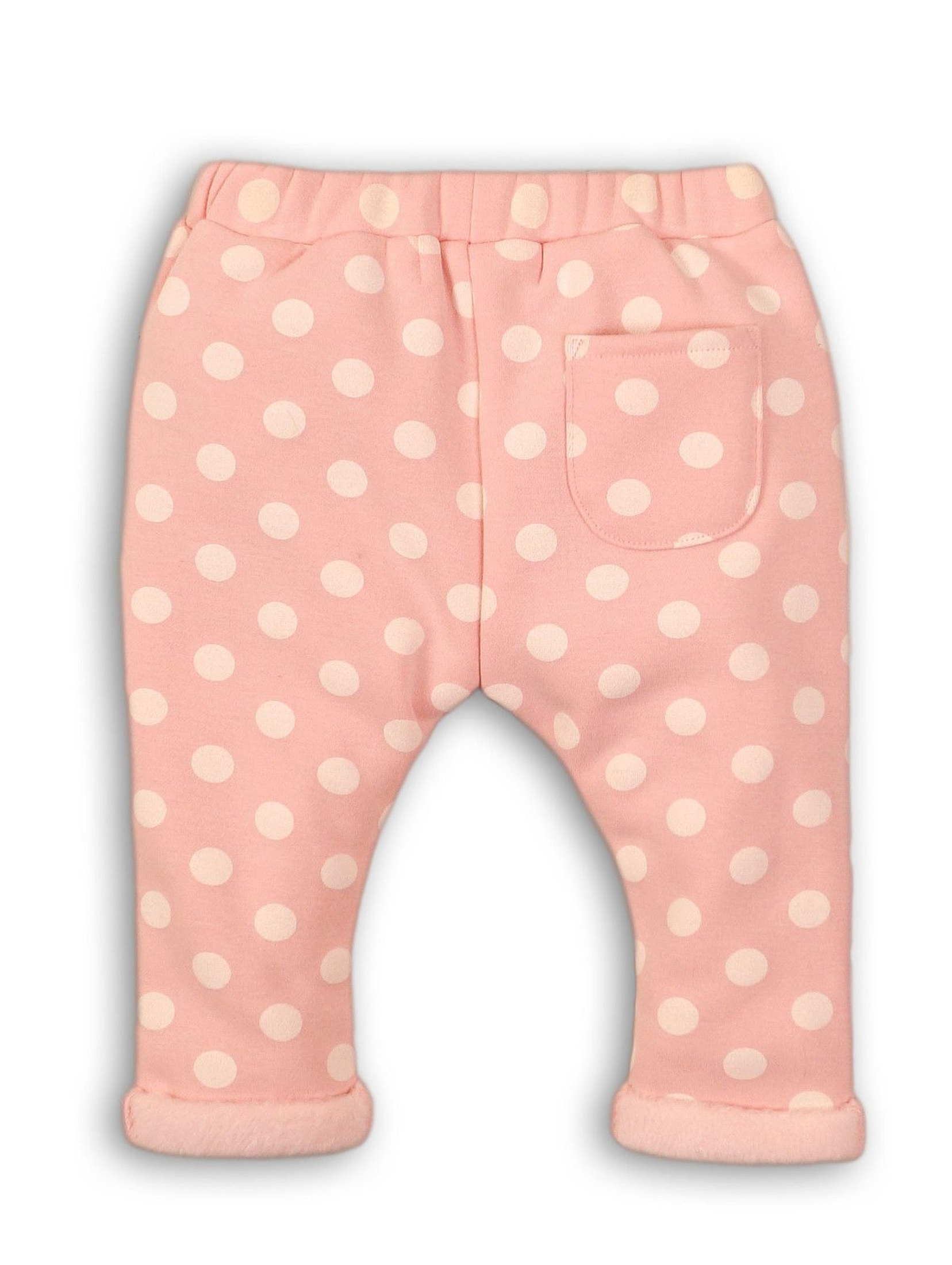 Spodnie niemowlęce-różowe w kropki