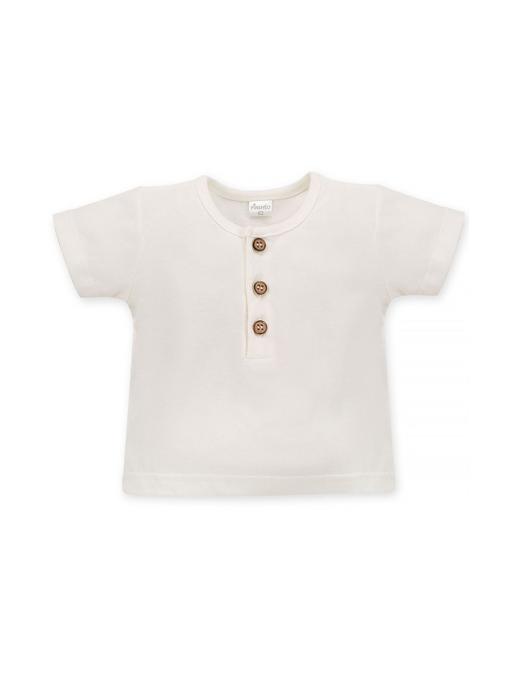 Bawełniana bluzka chłopięca z krótkim rękawem ecru