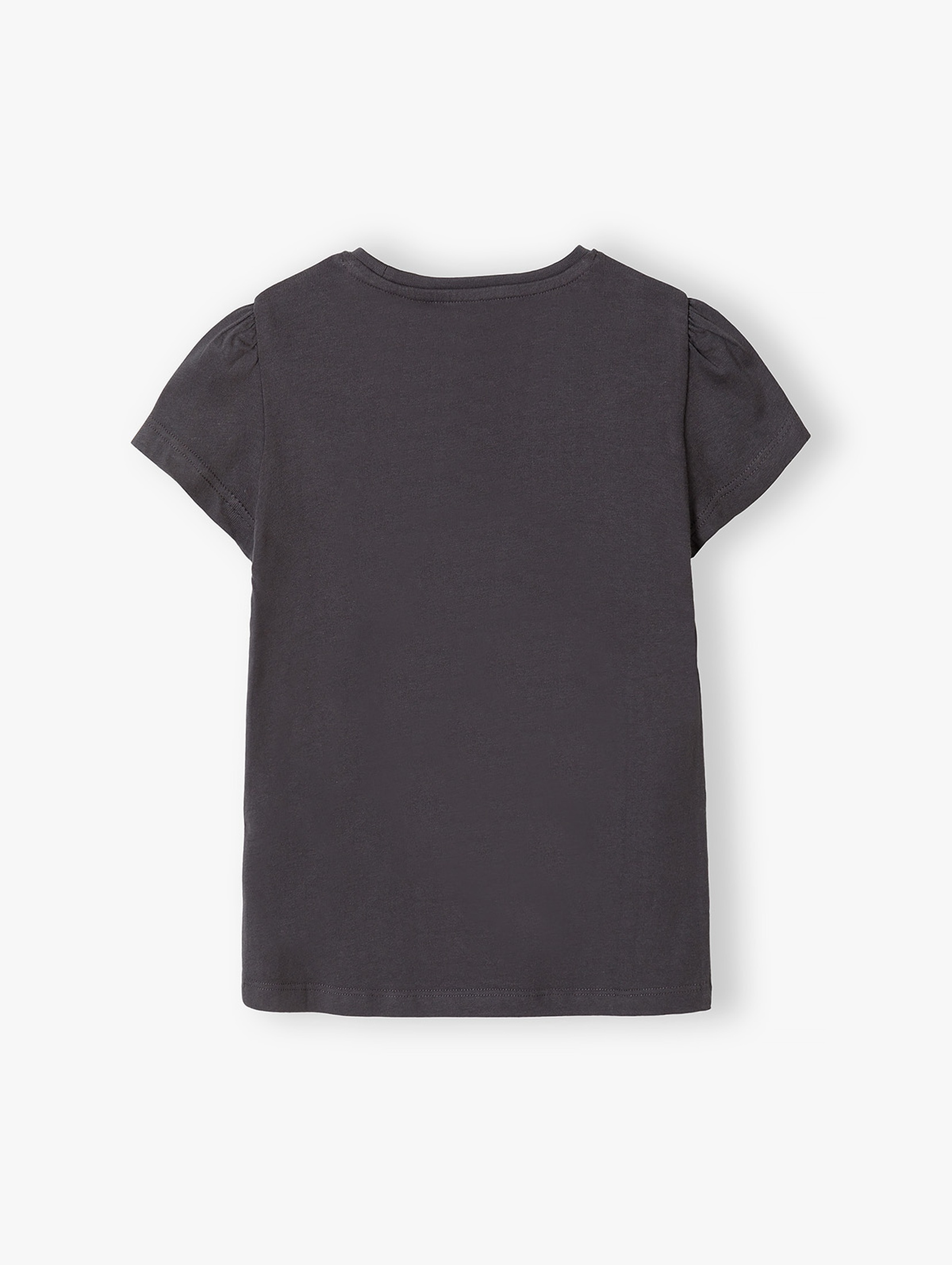 T-shirt bawełniany dla dziewczynki - szary z jednorożcem
