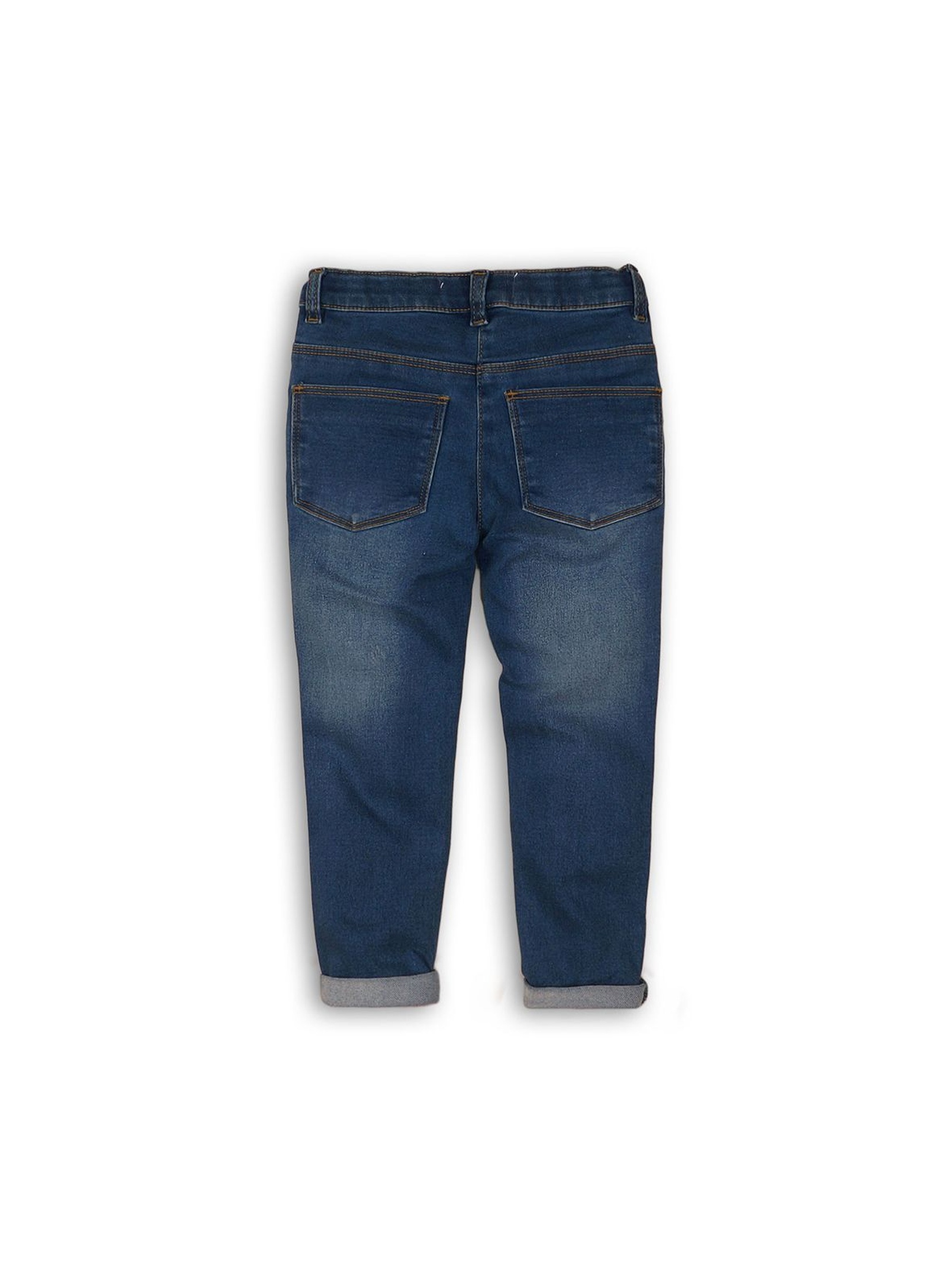 Spodnie dziecięce jeansowe- niebieskie z naszywkami