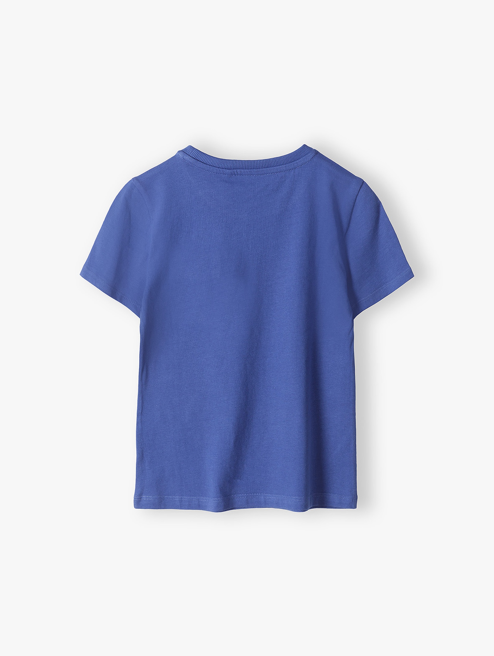 Niebieski t-shirt bawełniany chłopięcy z małą kieszonką