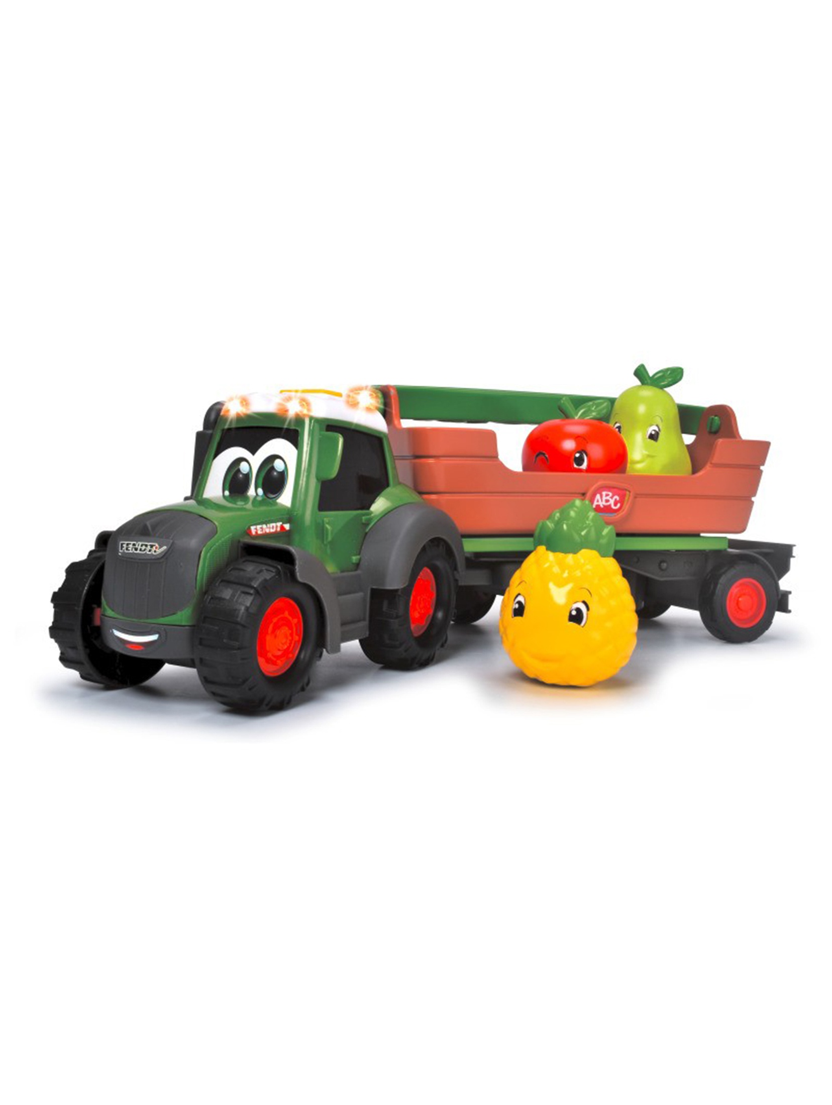 Pojazd ABC Owocowy traktor z przyczepą, 30 cm