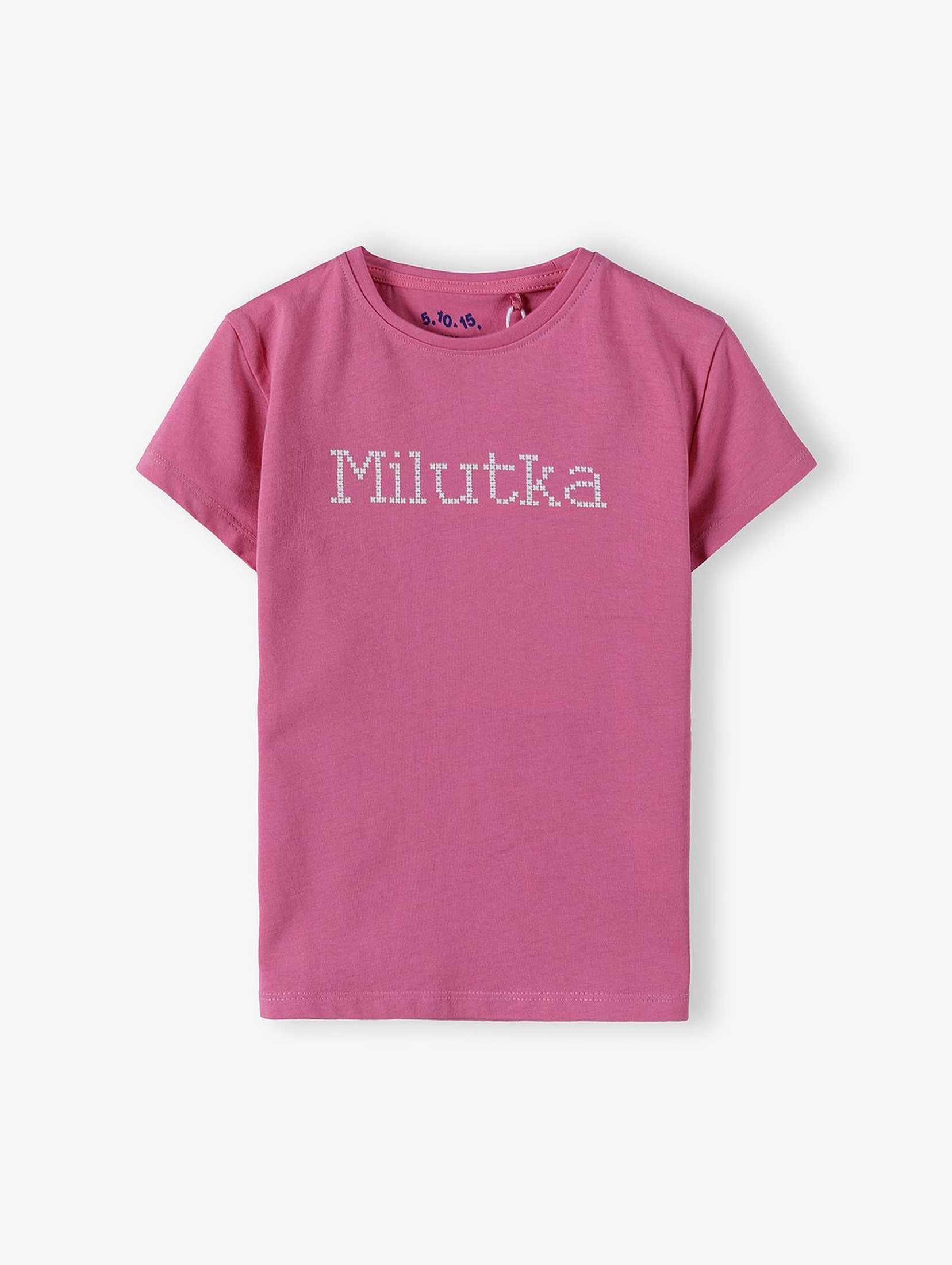 Bawełniany różowy t-shirt dziewczęcy z napisem Milutka