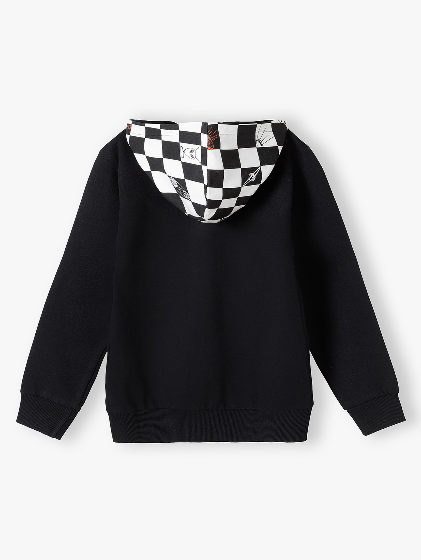 Bluza chłopięca bawełniana z kapturem w szachownicę