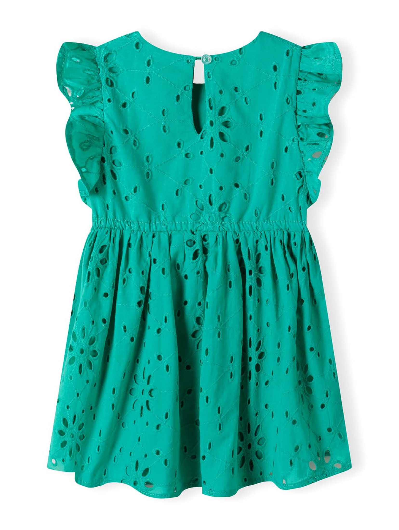 Letnia dziewczęca sukienka zielona z haftowanej tkaniny
