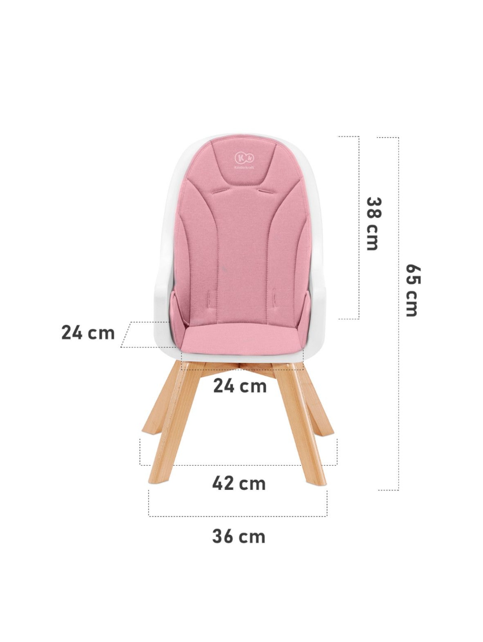 Krzesełko do karmienia 2w1 Kinderkraft Tixi różowy 6msc- 5lat